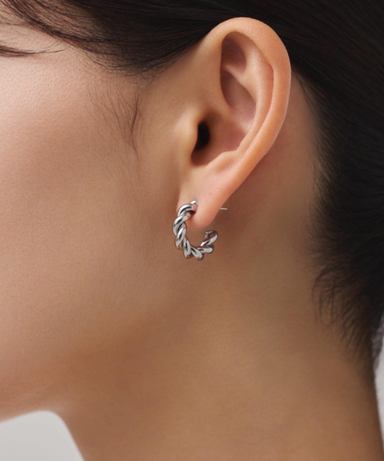 ciite' シーテ ピアス（両耳用） 【 金属アレルギー対応 】 ねじりフープピアス サージカルステンレス (両耳用)