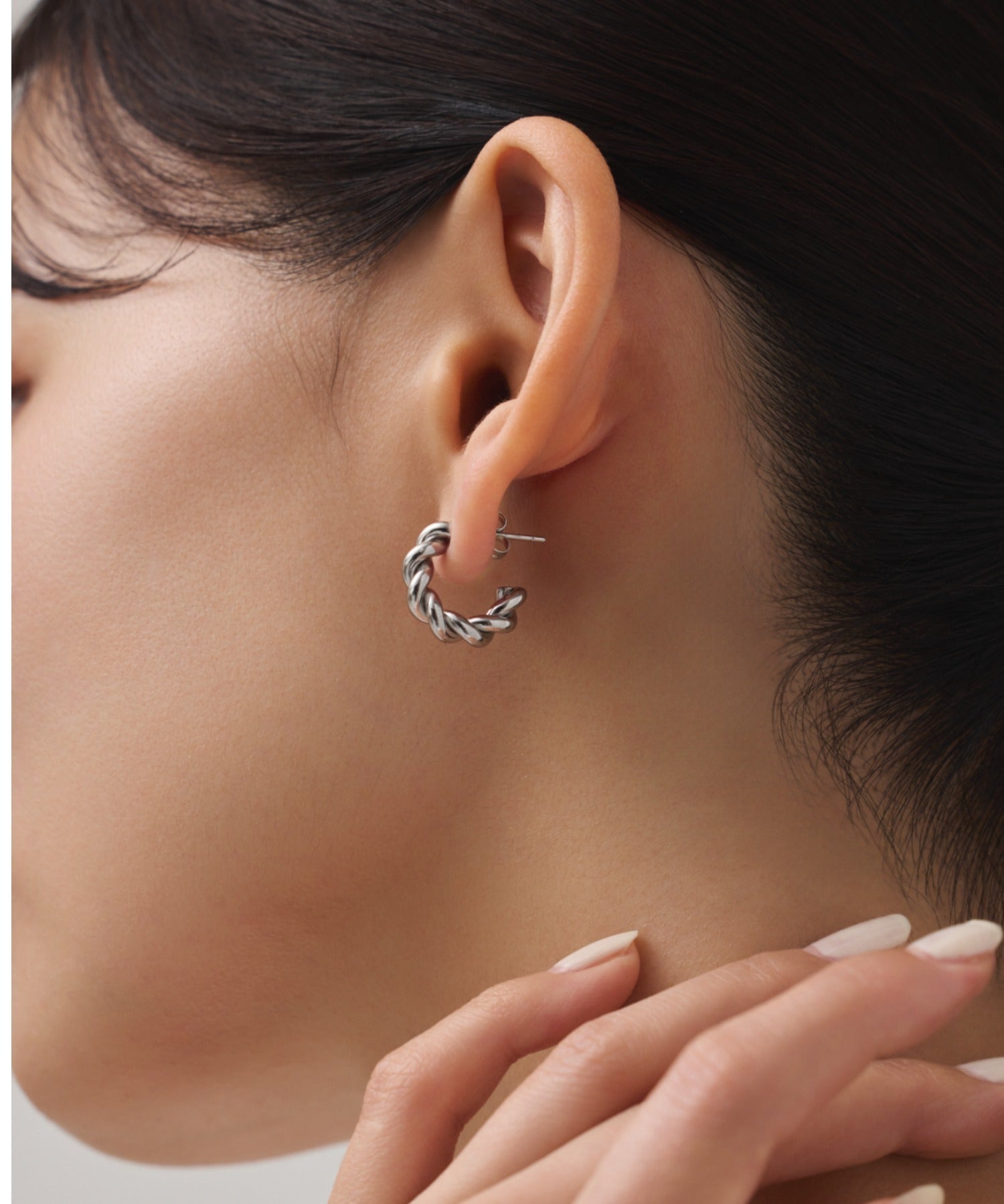 ciite' シーテ ピアス（両耳用） 【 金属アレルギー対応 】 ねじりフープピアス サージカルステンレス (両耳用)