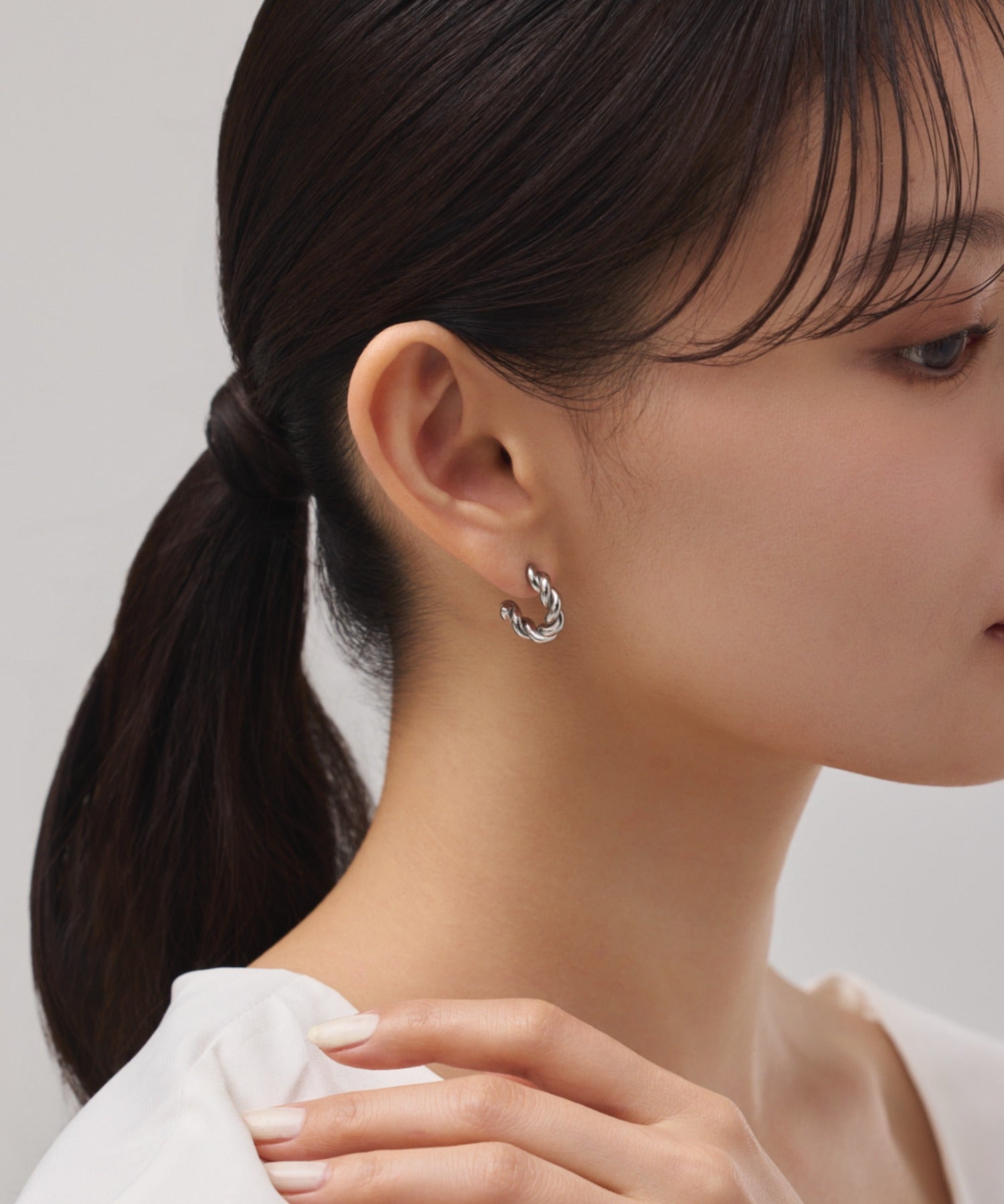 ciite' シーテ ピアス（両耳用） 【 金属アレルギー対応 】 ねじりフープピアス サージカルステンレス (両耳用)