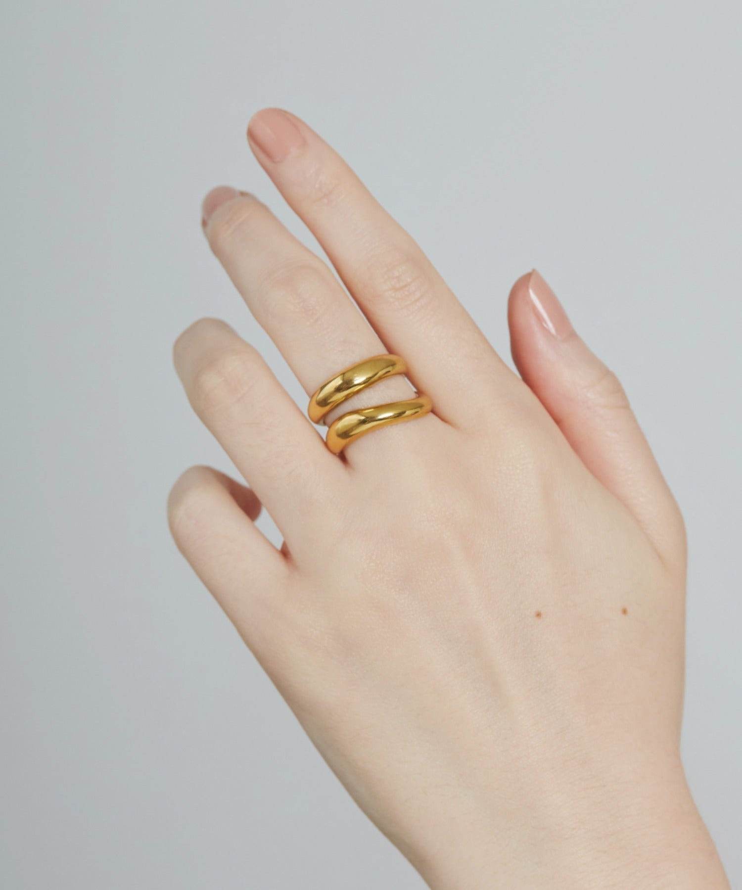 ciite' シーテ リング 【 金属アレルギー対応 】 ニュアンスダブルライン リング サージカルステンレス ゴールド