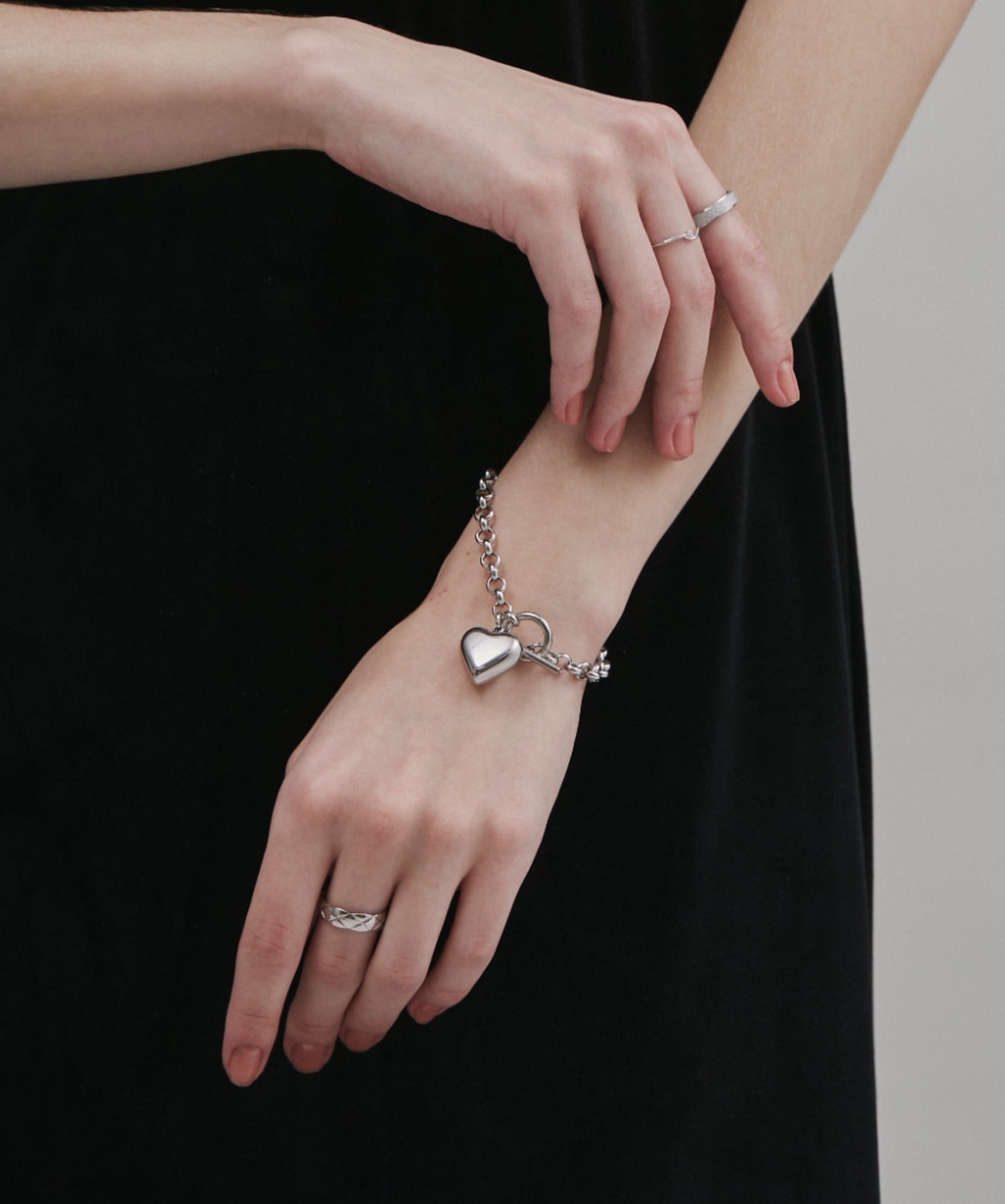 ciite' シーテ ブレスレット 【 金属アレルギー対応 】 ハートペンダント ブレスレット サージカルステンレス シルバー FREE