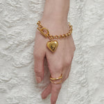 ciite' シーテ ブレスレット 【 金属アレルギー対応 】 ハートペンダント ブレスレット サージカルステンレス ゴールド FREE