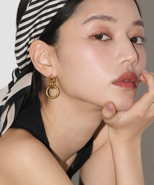 ciite' シーテ ピアス（両耳用） 【 金属アレルギー対応 】 モチーフサークルピアス サージカルステンレス (両耳用) ゴールド FREE