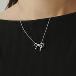 ciite' シーテ ネックレス 【 金属アレルギー対応 】 ミニリボンネックレス サージカルステンレス シルバー FREE