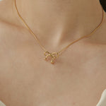 ciite' シーテ ネックレス 【 金属アレルギー対応 】 ミニリボンネックレス サージカルステンレス ゴールド FREE