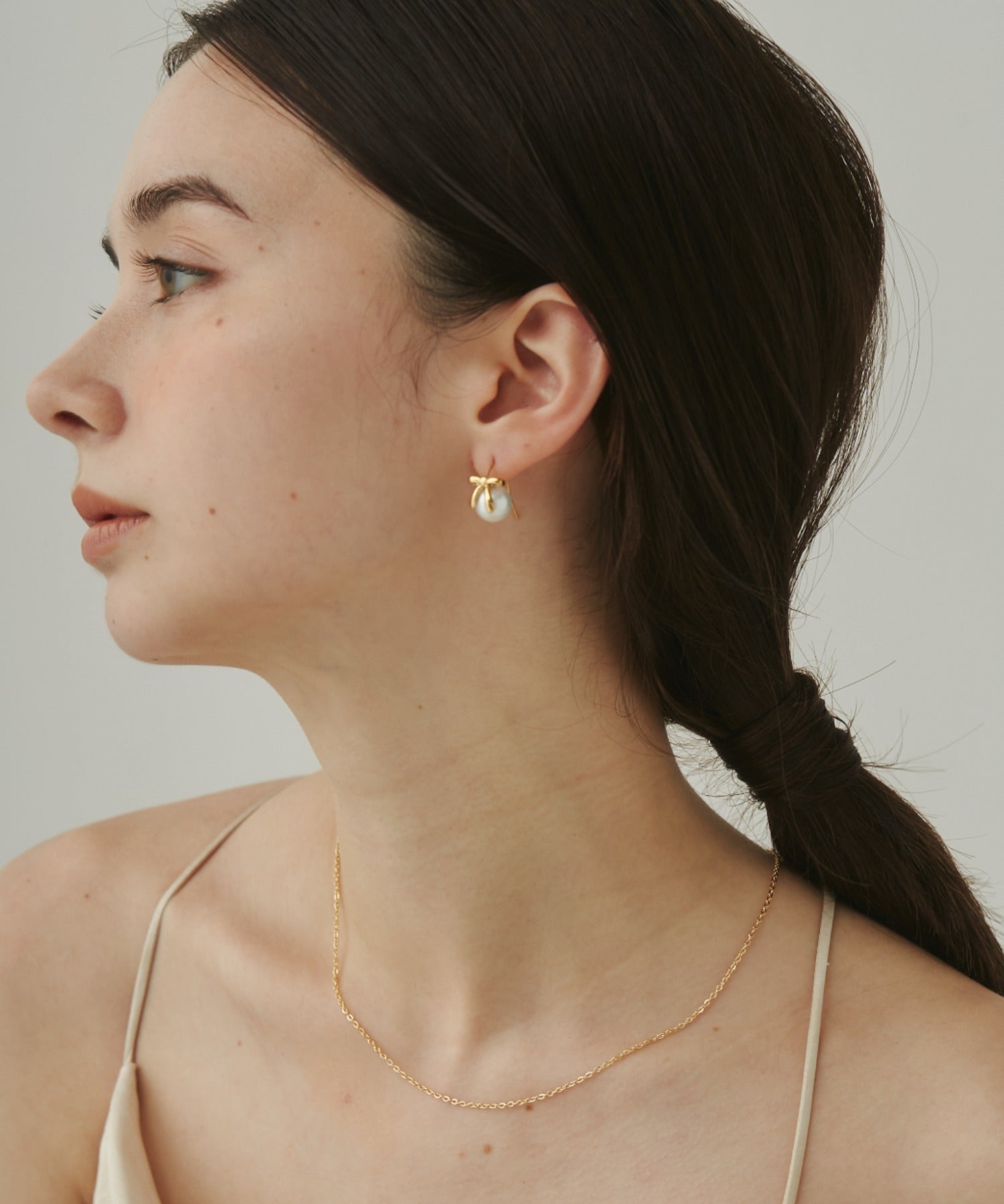 ciite' シーテ ピアス（両耳用） 【 金属アレルギー対応 】 リボンパールピアス サージカルステンレス (両耳用)