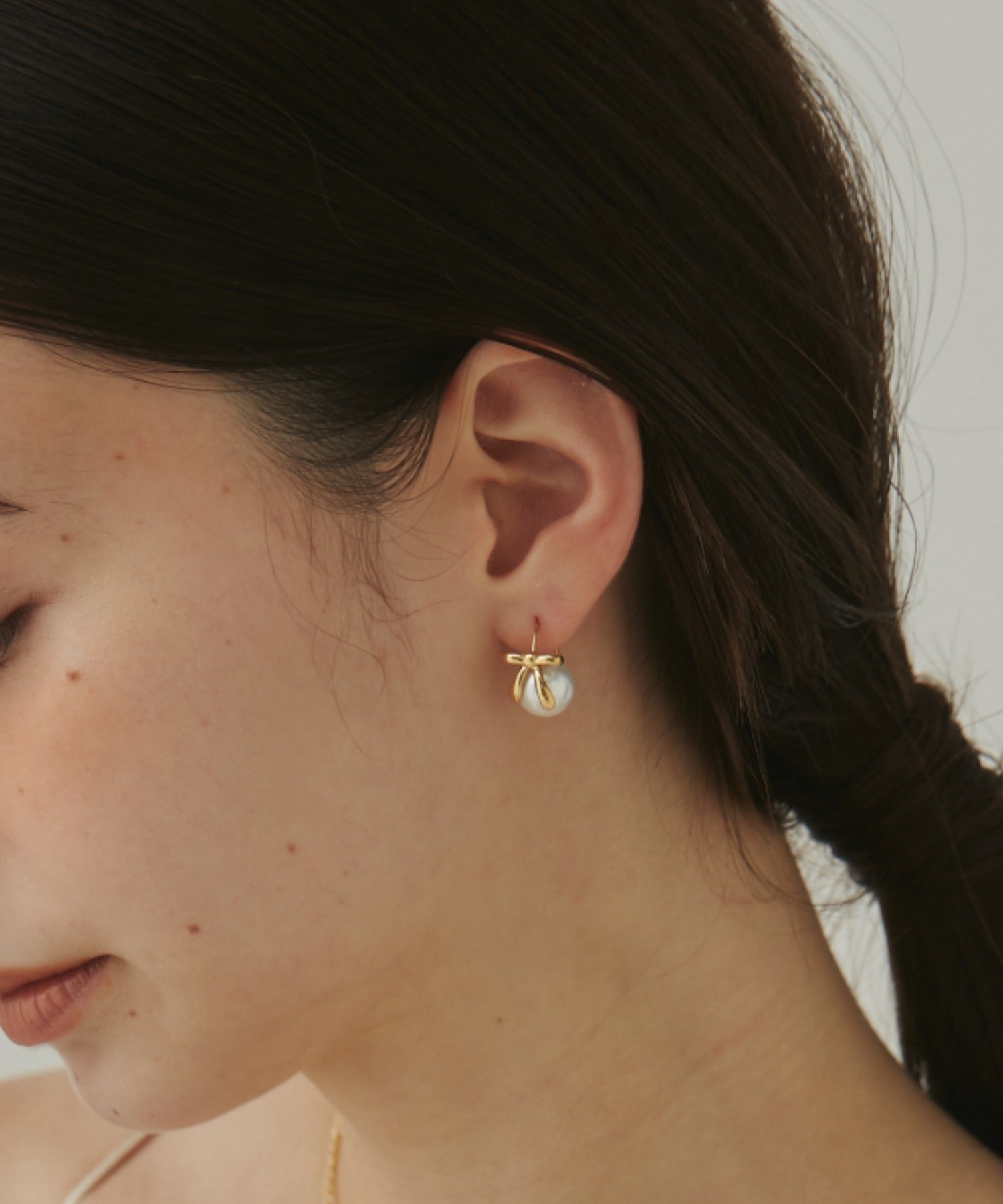 ciite' シーテ ピアス（両耳用） 【 金属アレルギー対応 】 リボンパールピアス サージカルステンレス (両耳用)