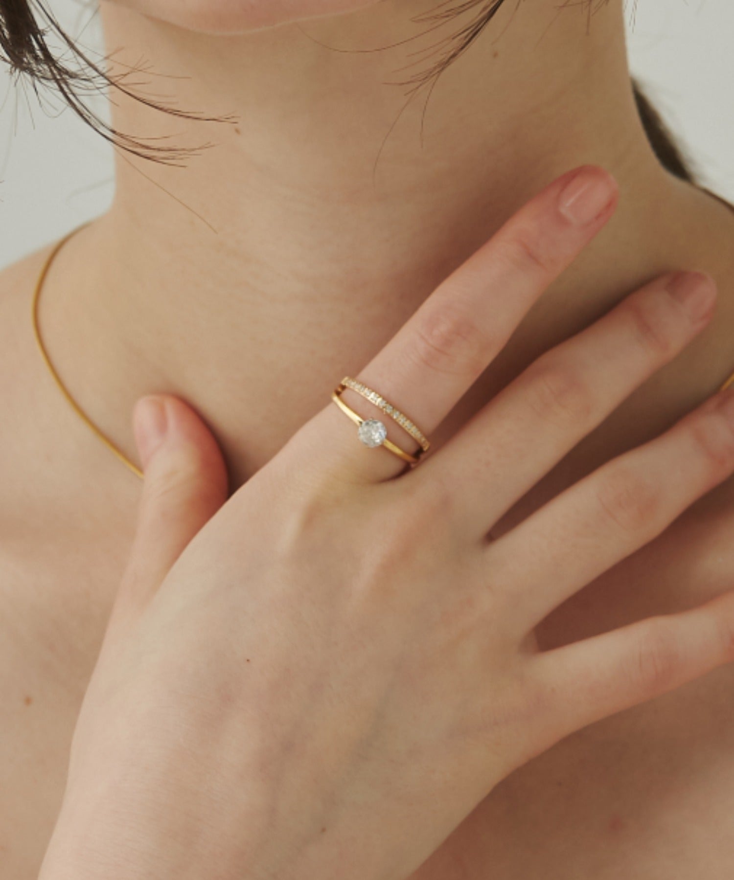 ciite' シーテ リング 【 金属アレルギー対応 】 2ラインビジューリング サージカルステンレス