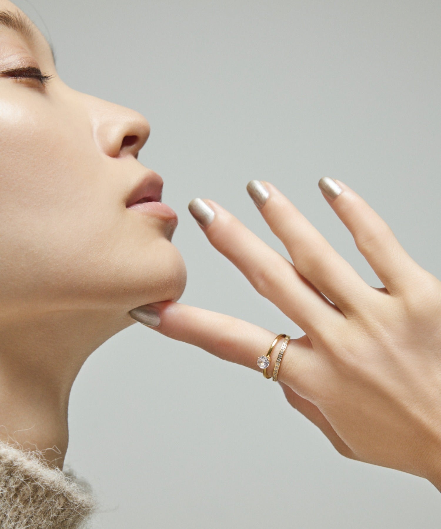 ciite' シーテ リング 【 金属アレルギー対応 】 2ラインビジューリング サージカルステンレス