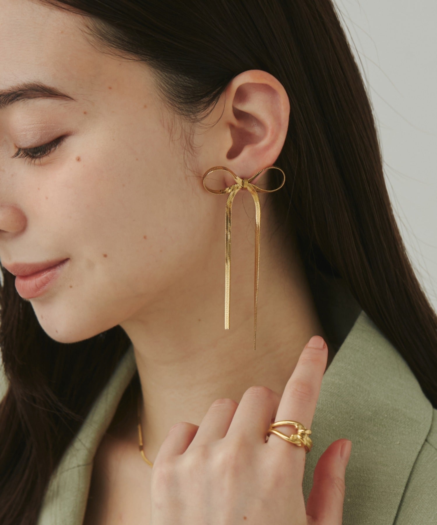 ciite' シーテ ピアス（両耳用） 【 金属アレルギー対応 】リボンピアス サージカルステンレス (両耳用) ゴールド FREE