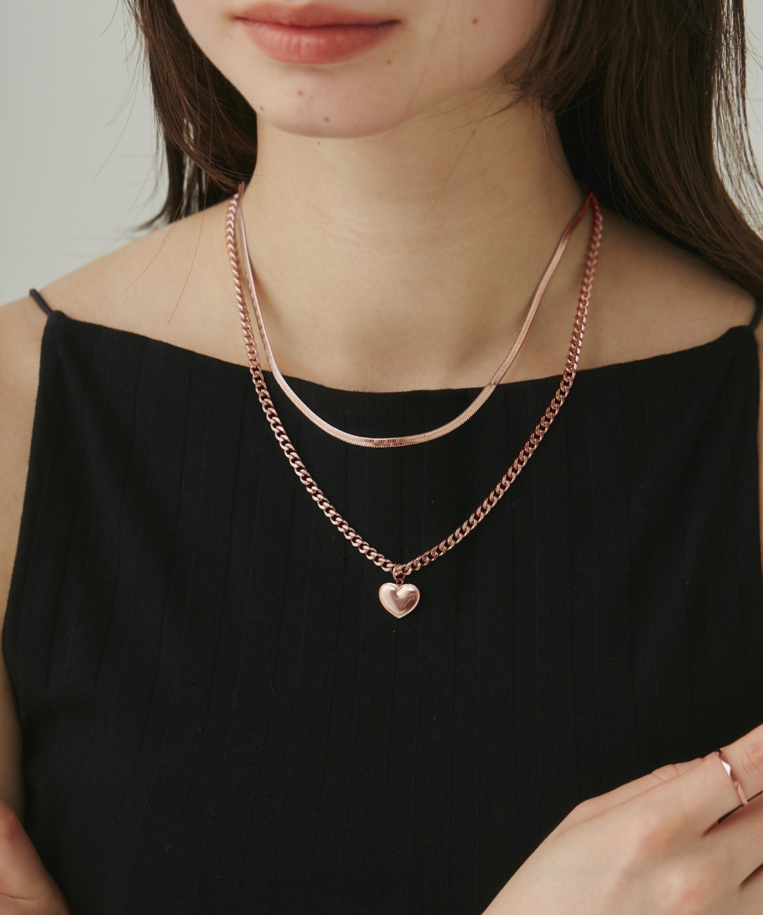 ciite' シーテ ネックレス 【 金属アレルギー対応 】 ハートネックレス & スネークチェーンネックレス 2セット サージカルステンレス