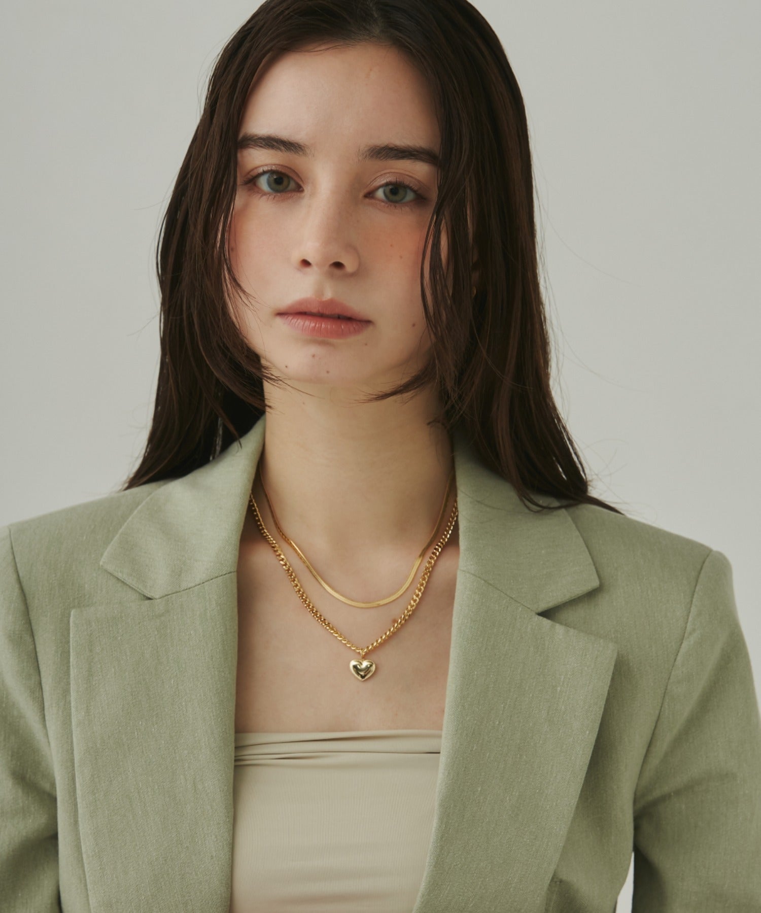 ciite' シーテ ネックレス 【 金属アレルギー対応 】 ハートネックレス & スネークチェーンネックレス 2セット サージカルステンレス