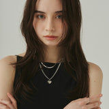 ciite' シーテ ネックレス 【 金属アレルギー対応 】 ハートネックレス & スネークチェーンネックレス 2セット サージカルステンレス