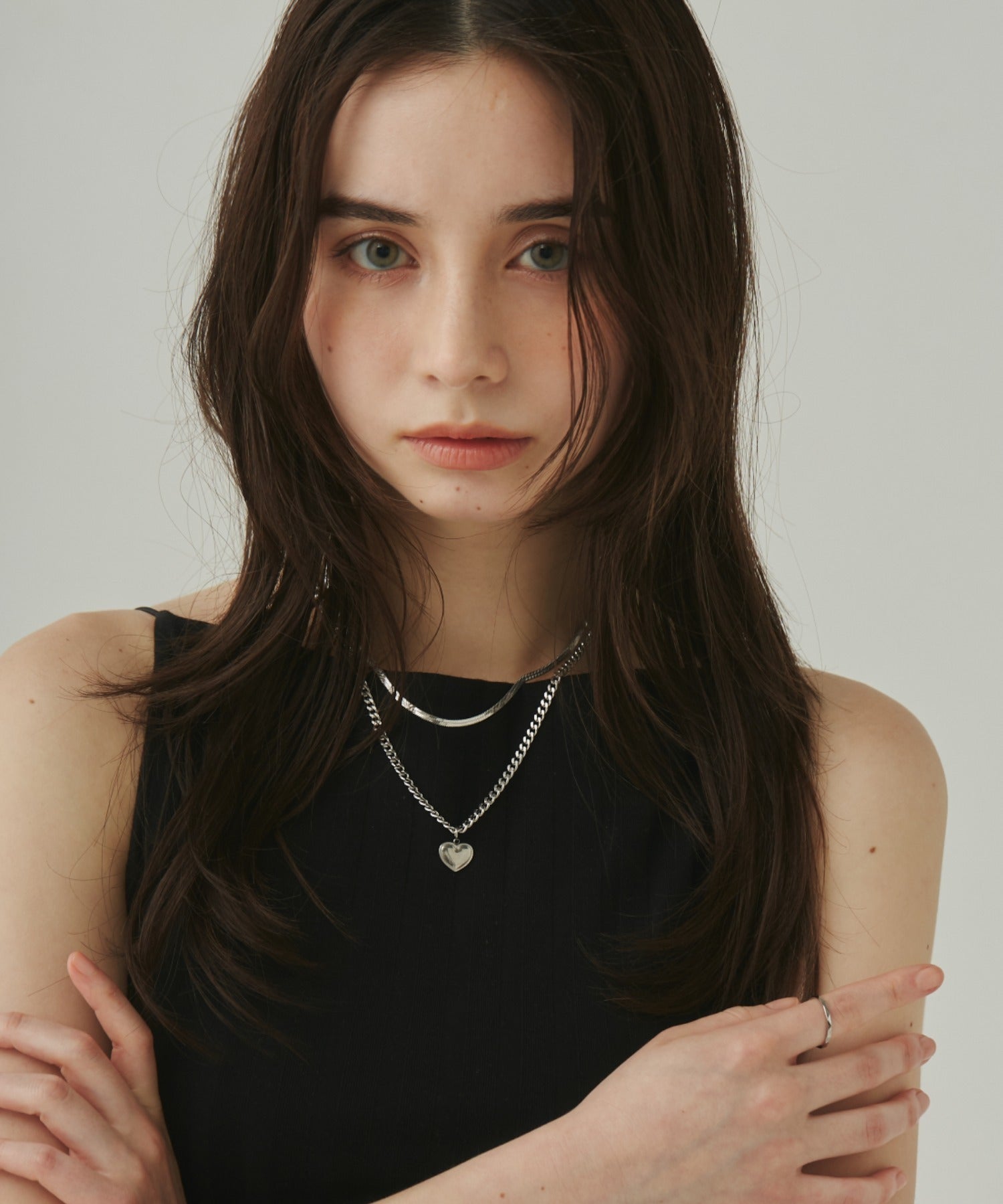 ciite' シーテ ネックレス 【 金属アレルギー対応 】 ハートネックレス & スネークチェーンネックレス 2セット サージカルステンレス