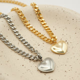 ciite' シーテ ネックレス 【 金属アレルギー対応 】 ハートネックレス & スネークチェーンネックレス 2セット サージカルステンレス