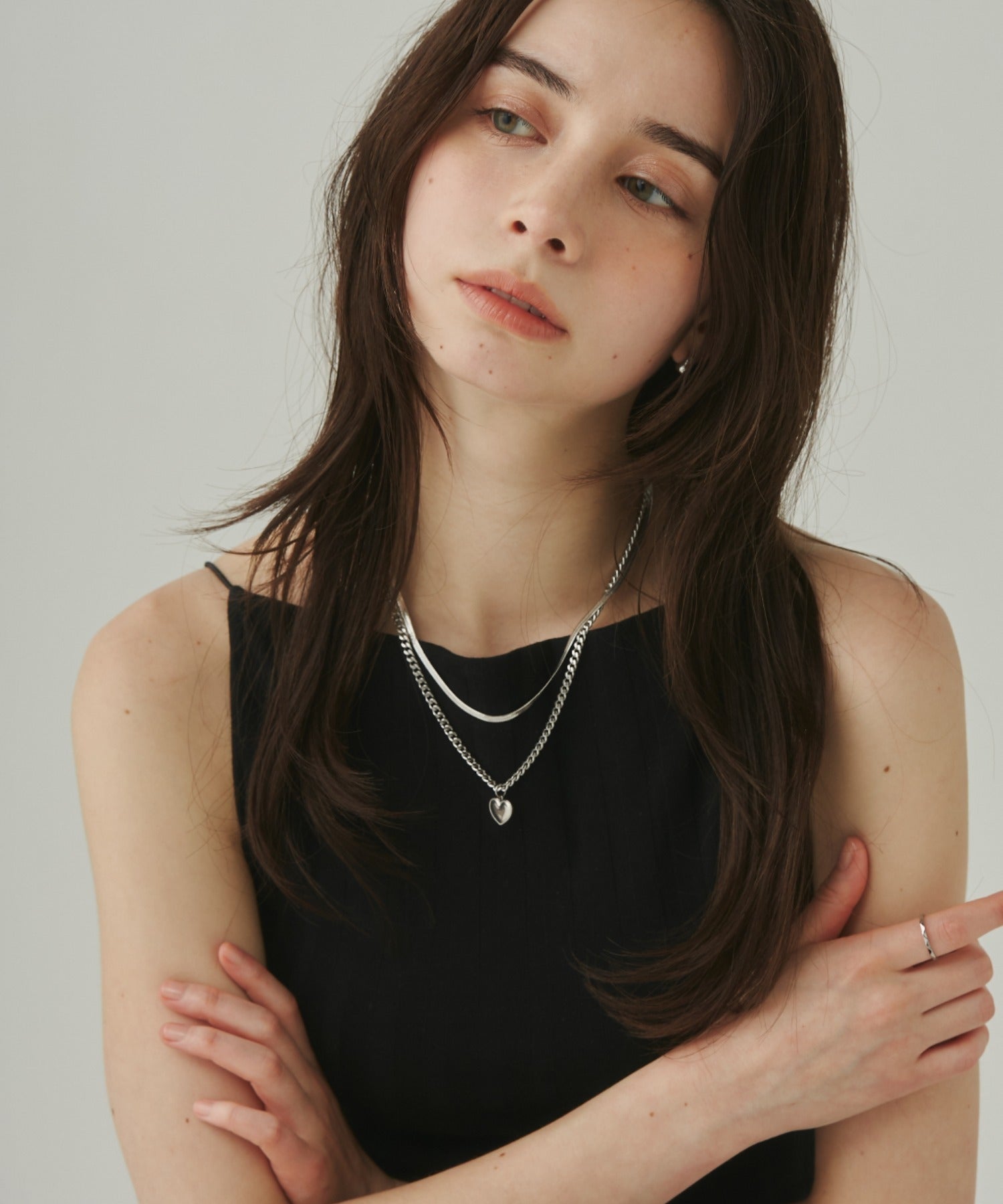 ciite' シーテ ネックレス 【 金属アレルギー対応 】 ハートネックレス & スネークチェーンネックレス 2セット サージカルステンレス