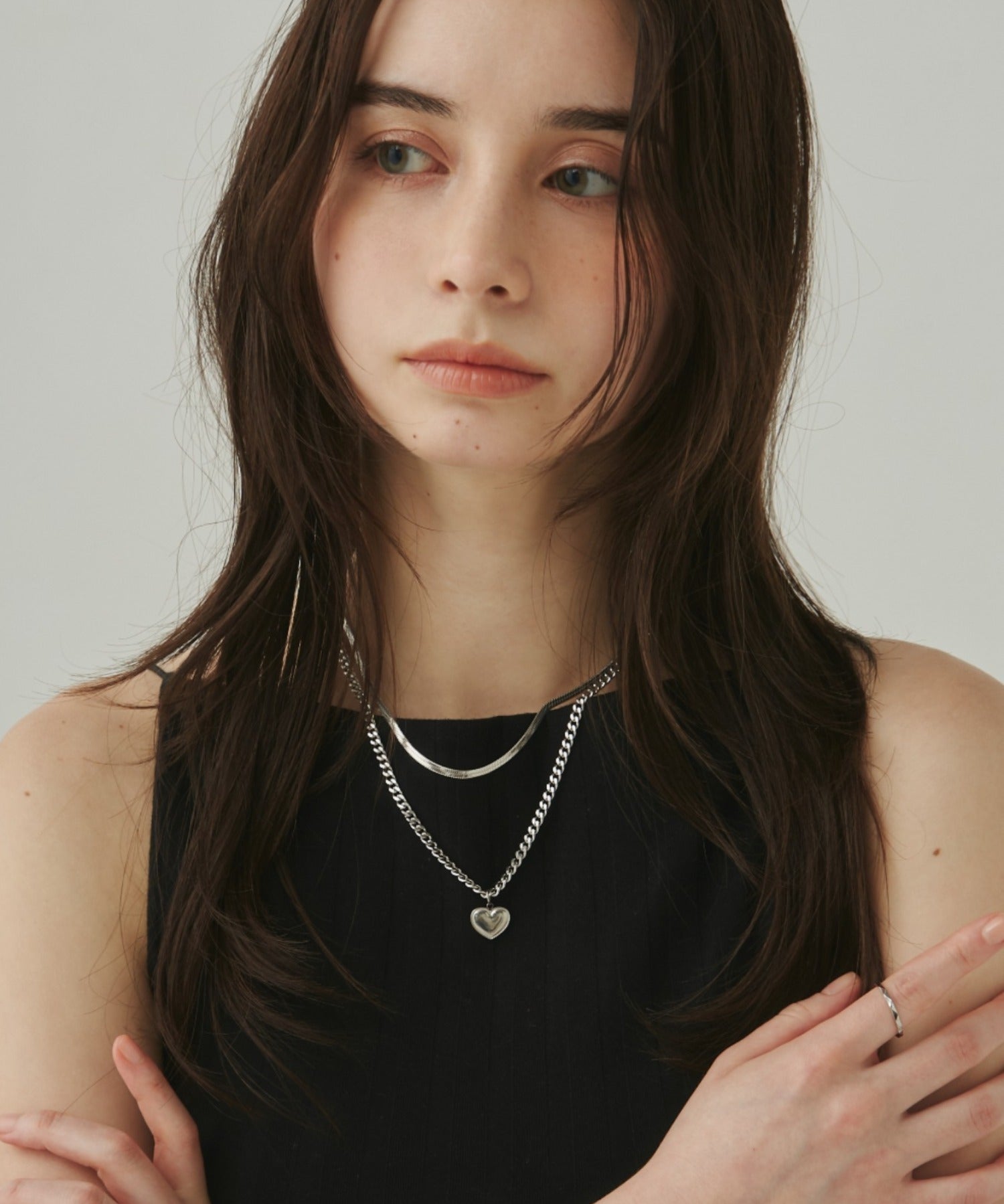 ciite' シーテ ネックレス 【 金属アレルギー対応 】 ハートネックレス & スネークチェーンネックレス 2セット サージカルステンレス