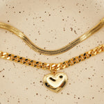 ciite' シーテ ネックレス 【 金属アレルギー対応 】 ハートネックレス & スネークチェーンネックレス 2セット サージカルステンレス