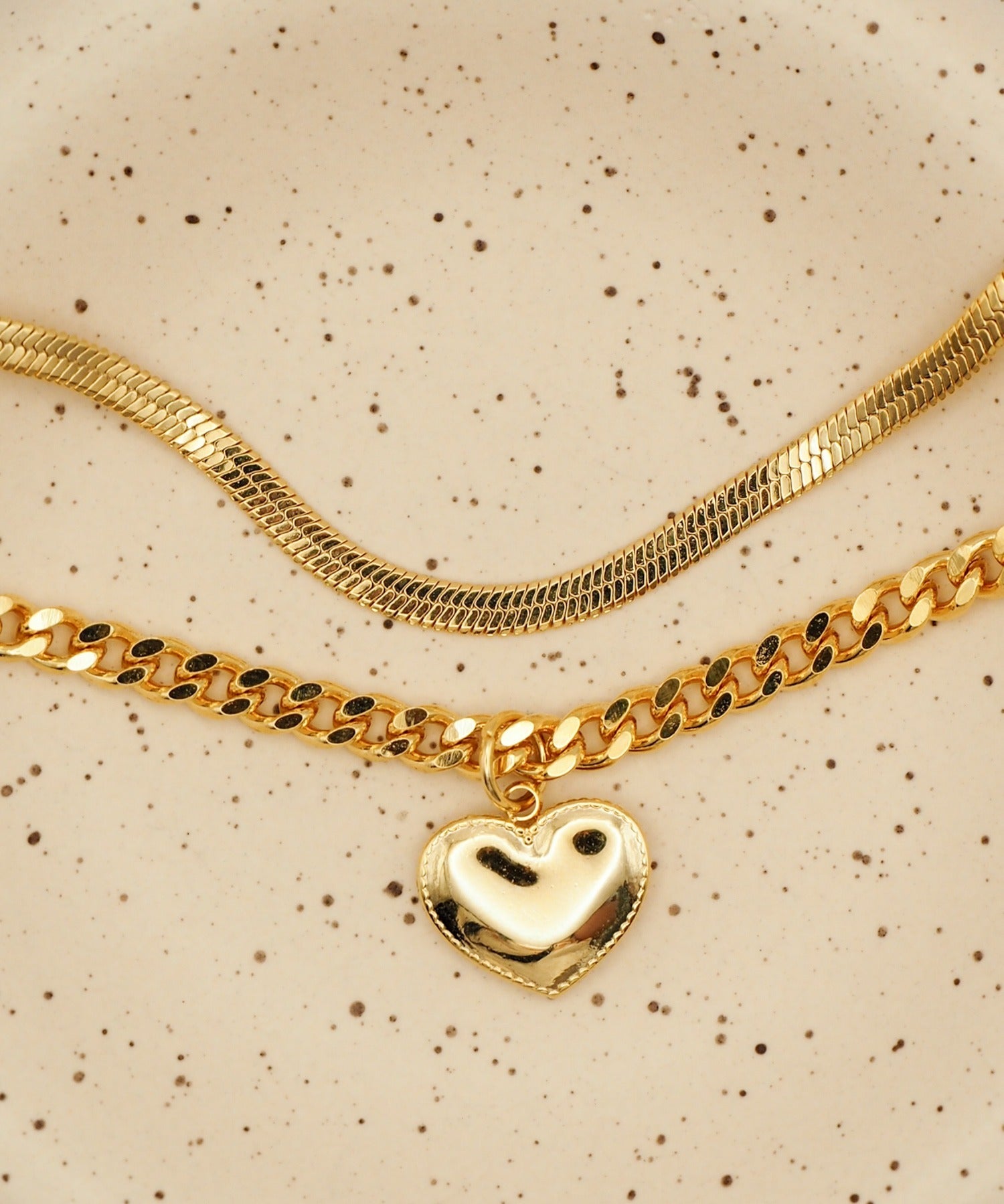 ciite' シーテ ネックレス 【 金属アレルギー対応 】 ハートネックレス & スネークチェーンネックレス 2セット サージカルステンレス