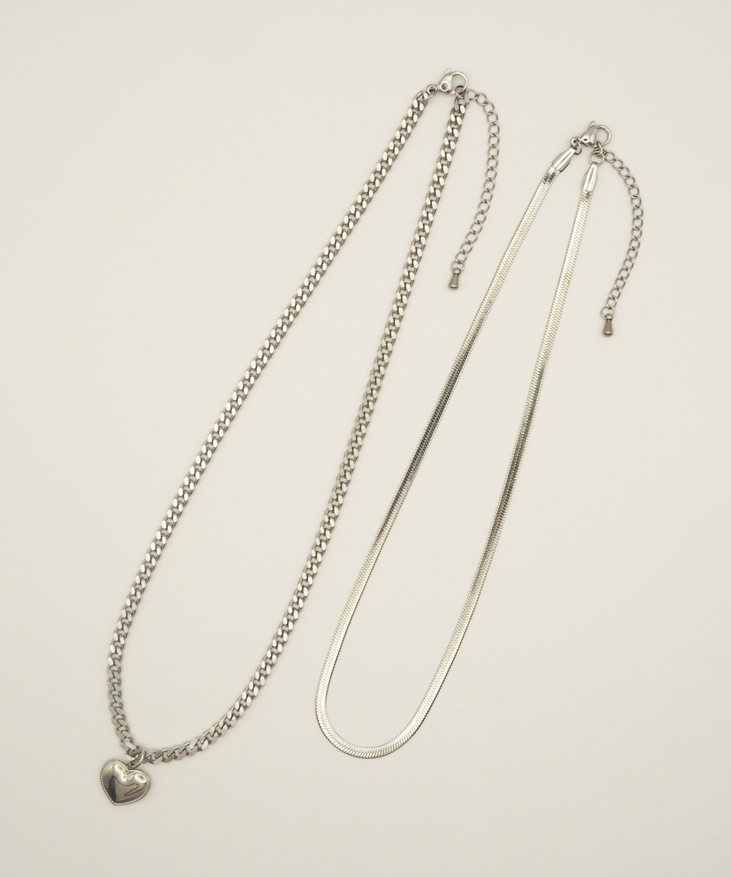 ciite' シーテ ネックレス 【 金属アレルギー対応 】 ハートネックレス & スネークチェーンネックレス 2セット サージカルステンレス