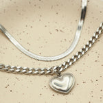 ciite' シーテ ネックレス 【 金属アレルギー対応 】 ハートネックレス & スネークチェーンネックレス 2セット サージカルステンレス