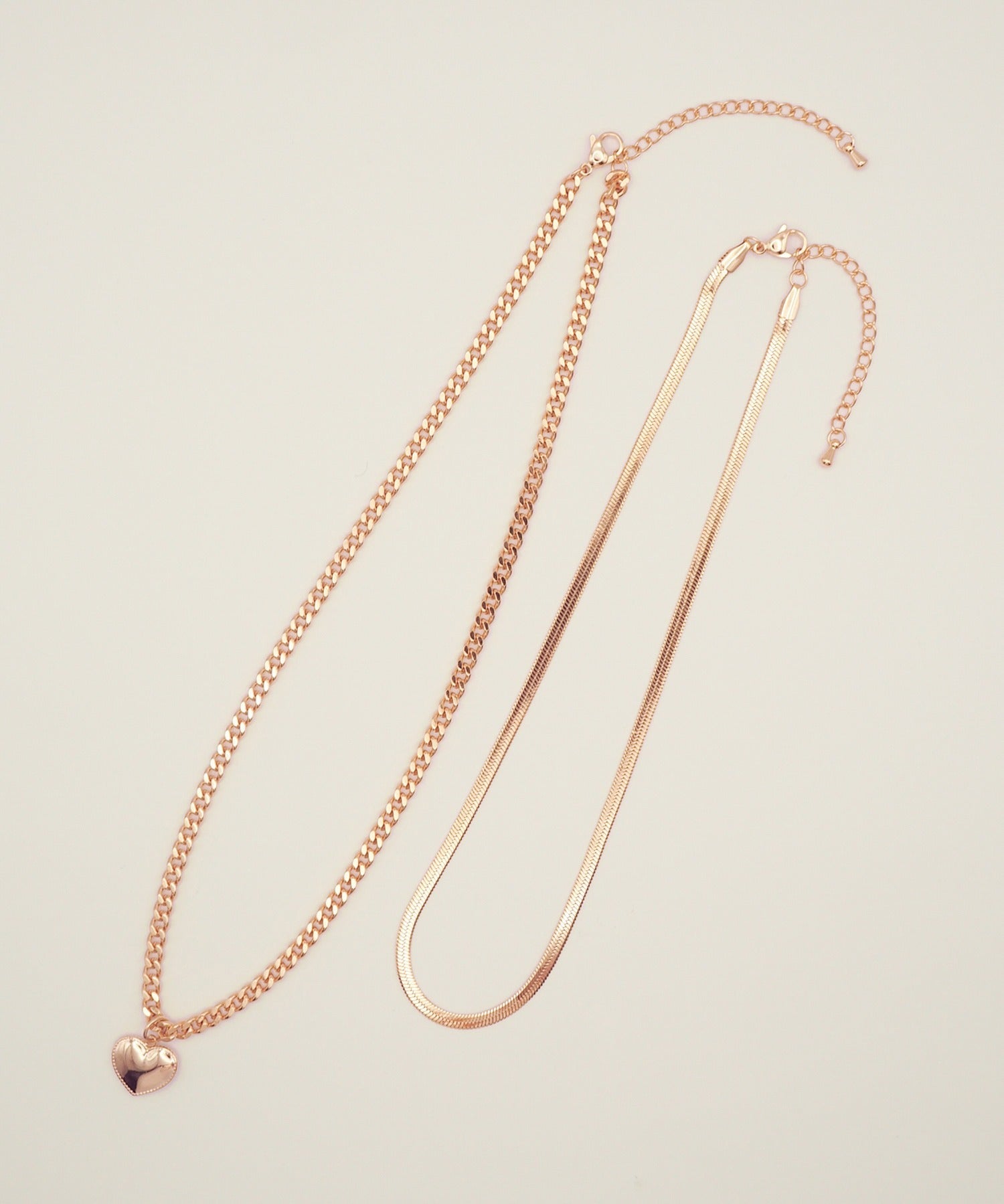 ciite' シーテ ネックレス 【 金属アレルギー対応 】 ハートネックレス & スネークチェーンネックレス 2セット サージカルステンレス