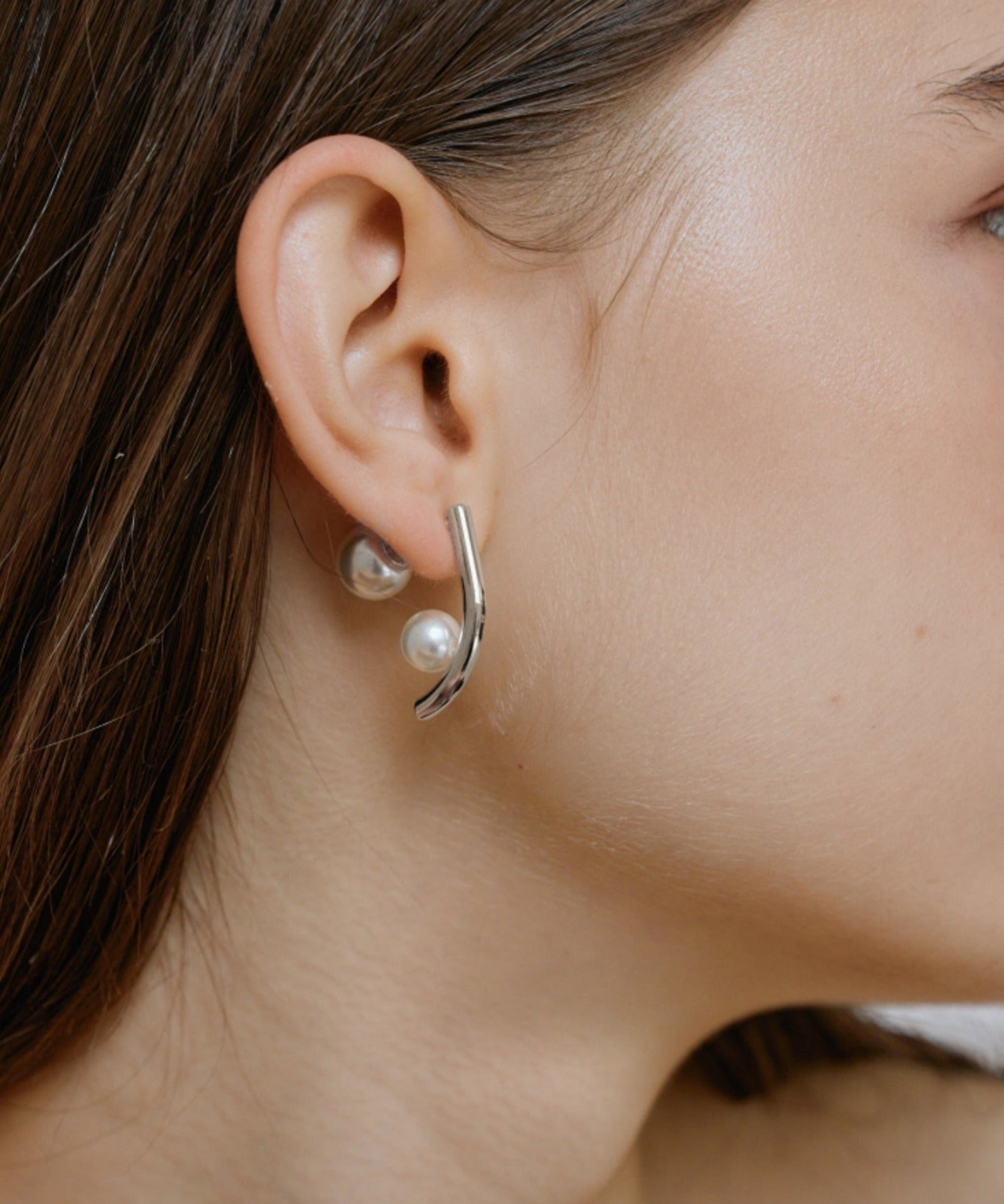 ciite' シーテ ピアス（両耳用） 【 金属アレルギー対応 】パールキャッチ デザインピアス サージカルステンレス シルバー FREE