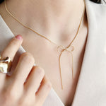 ciite' シーテ ネックレス 【 金属アレルギー対応 】 simple ribbon necklace / シンプル リボン ネックレス サージカルステンレス ゴールド FREE