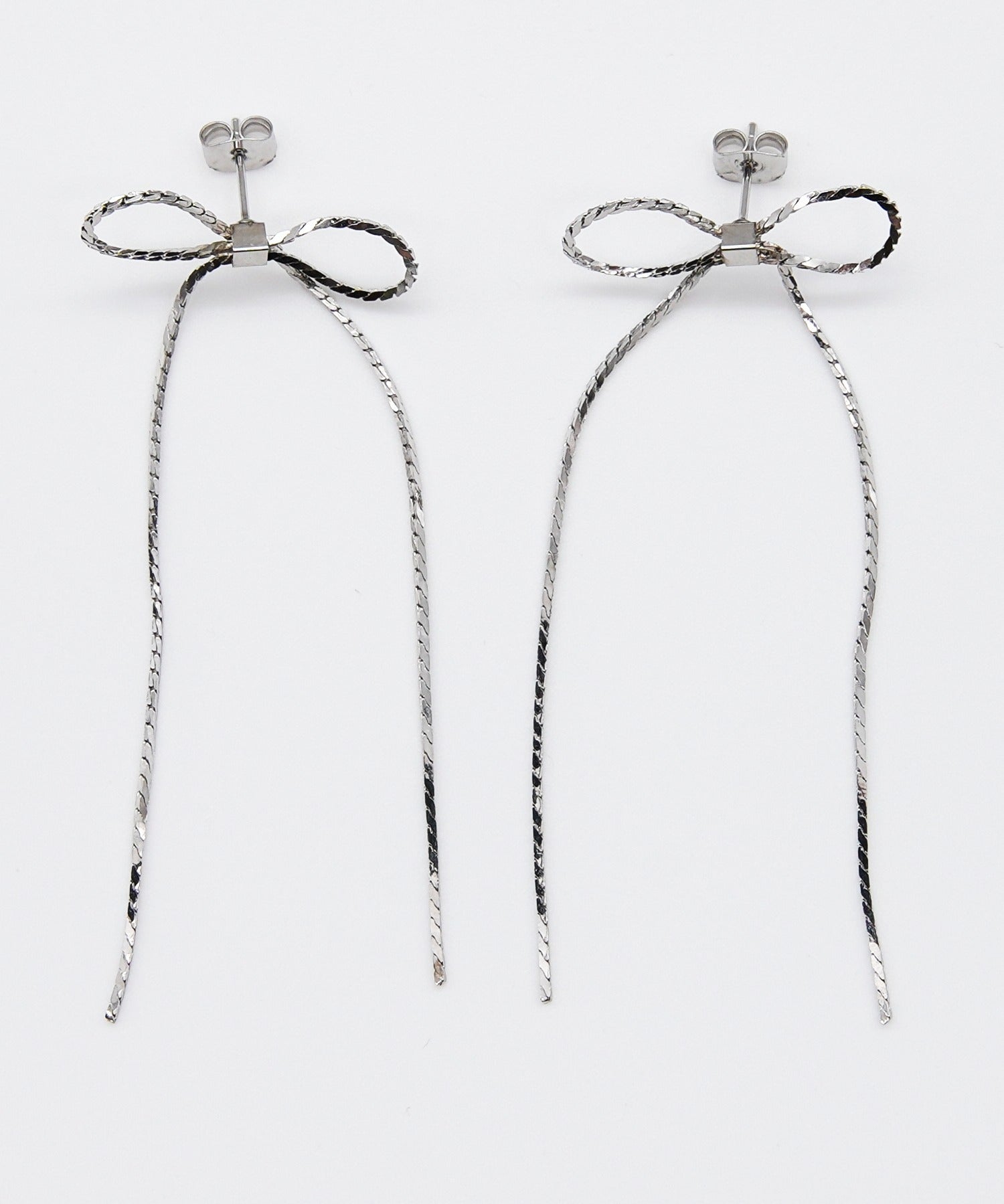 ciite' シーテ ピアス（両耳用） 【 金属アレルギー対応 】 チェーンリボンピアス サージカルステンレス (両耳用)