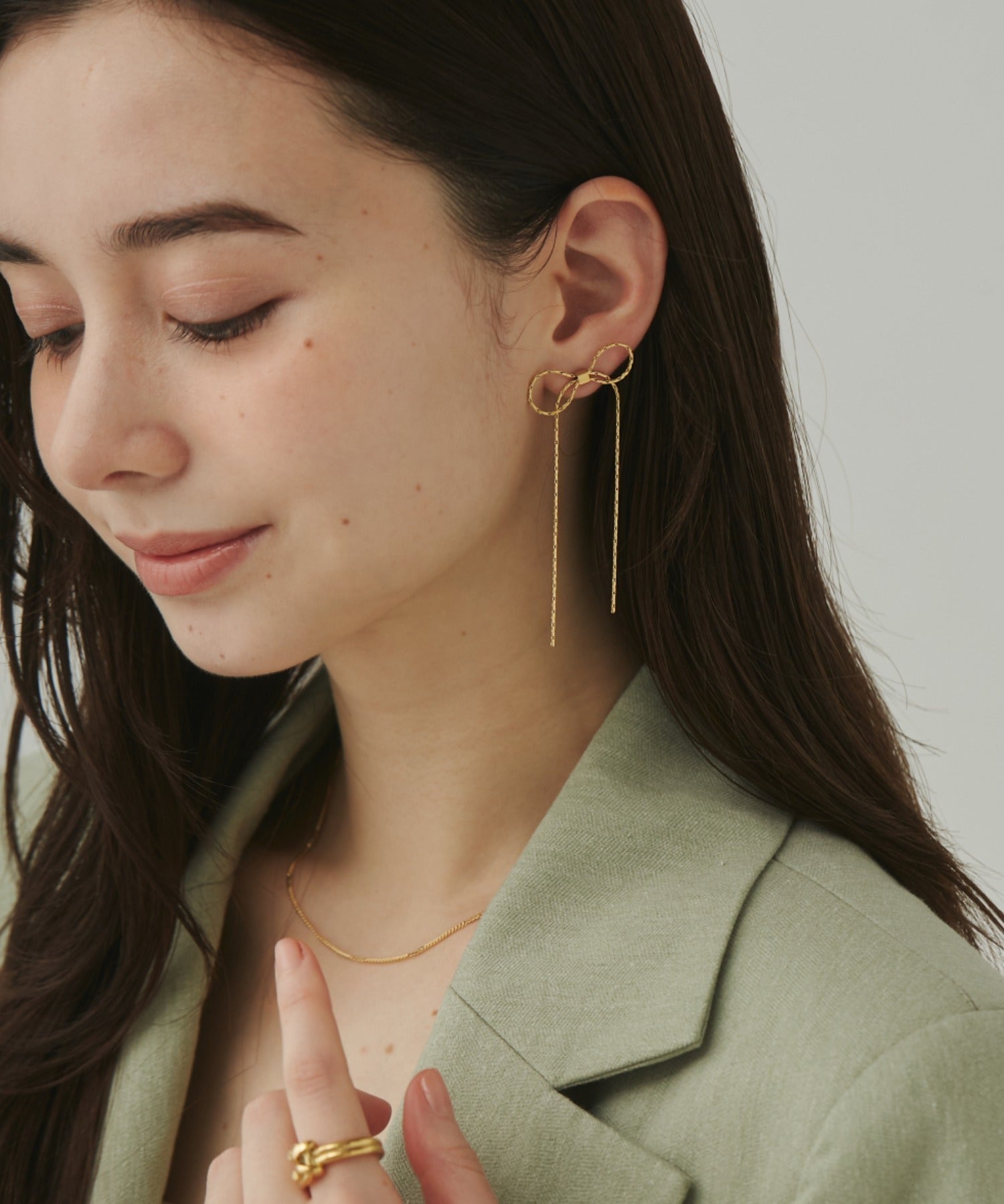 ciite' シーテ ピアス（両耳用） 【 金属アレルギー対応 】 チェーンリボンピアス サージカルステンレス (両耳用)