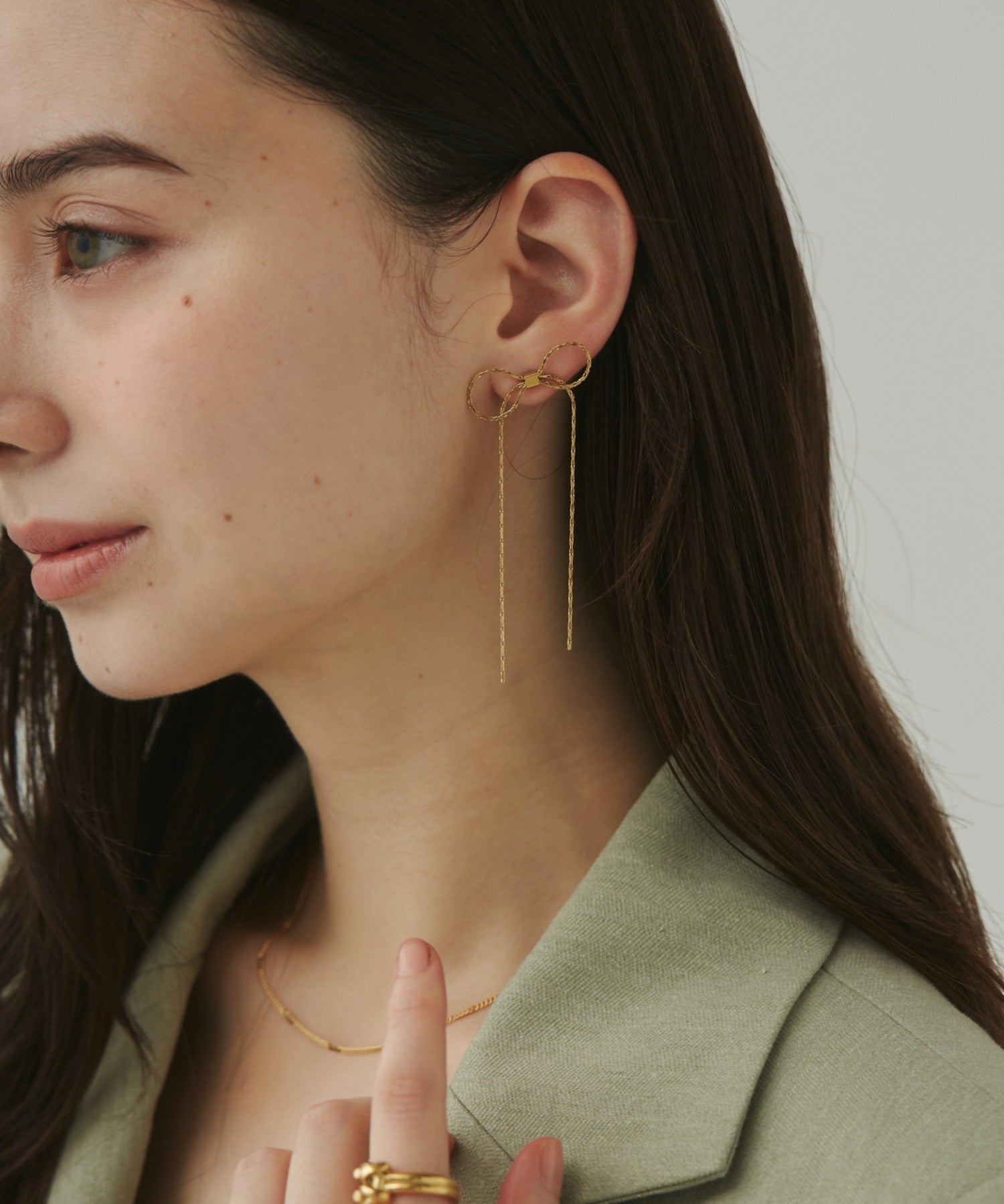 ciite' シーテ ピアス（両耳用） 【 金属アレルギー対応 】 チェーンリボンピアス サージカルステンレス (両耳用)