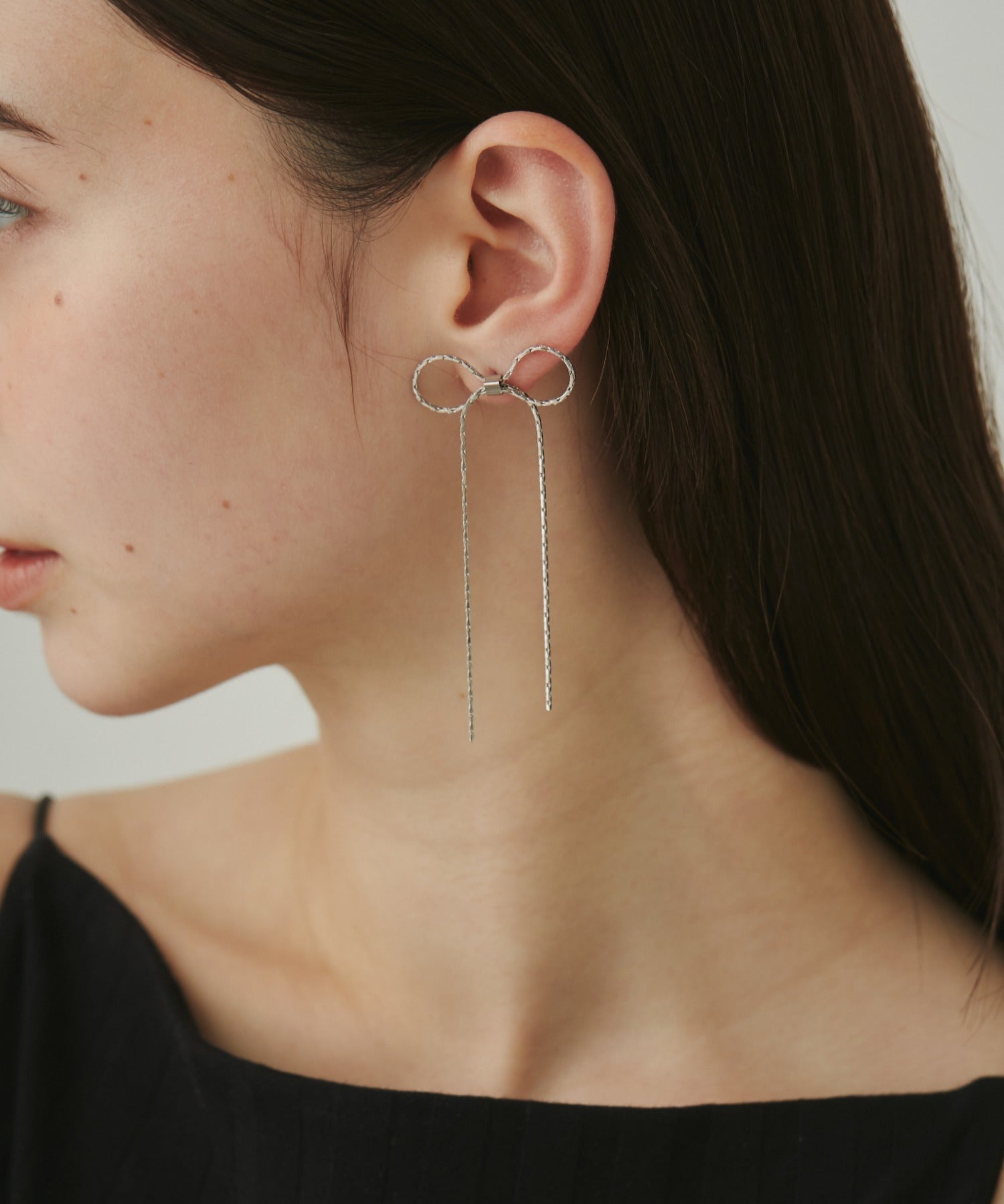 ciite' シーテ ピアス（両耳用） 【 金属アレルギー対応 】 チェーンリボンピアス サージカルステンレス (両耳用)