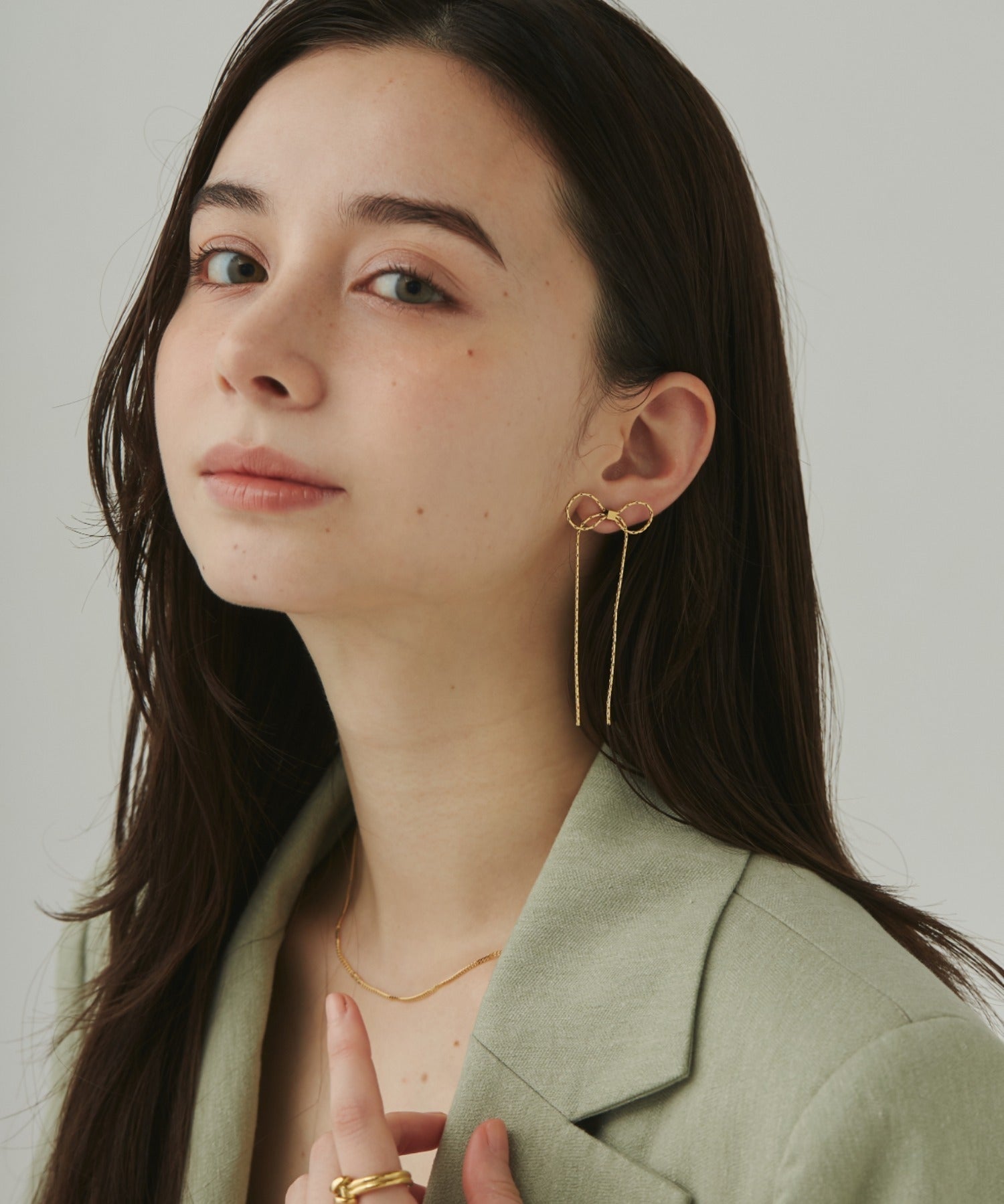 ciite' シーテ ピアス（両耳用） 【 金属アレルギー対応 】 チェーンリボンピアス サージカルステンレス (両耳用)