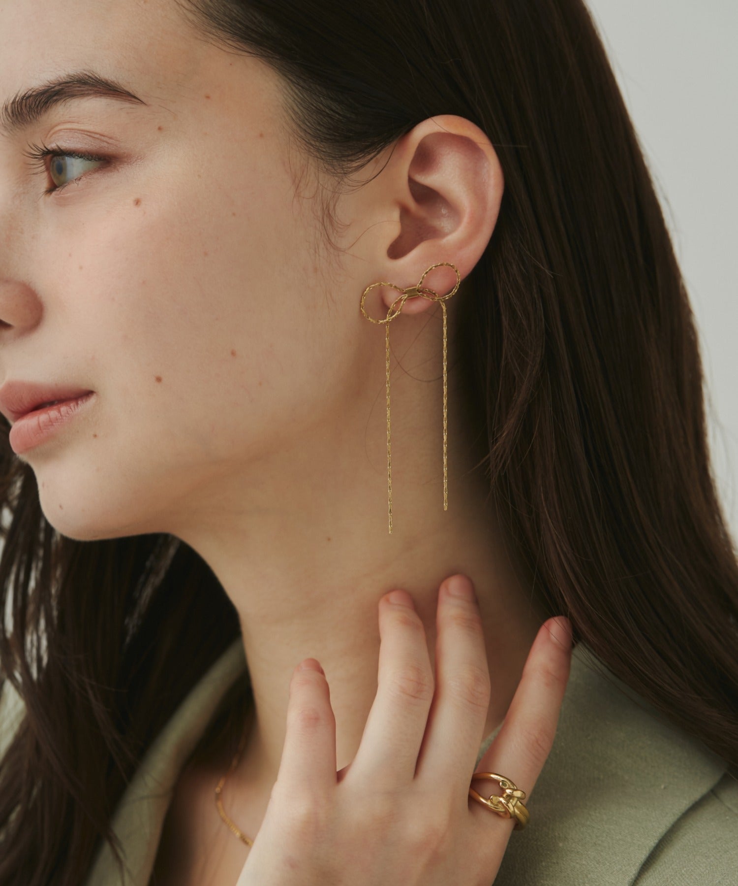 ciite' シーテ ピアス（両耳用） 【 金属アレルギー対応 】 チェーンリボンピアス サージカルステンレス (両耳用)