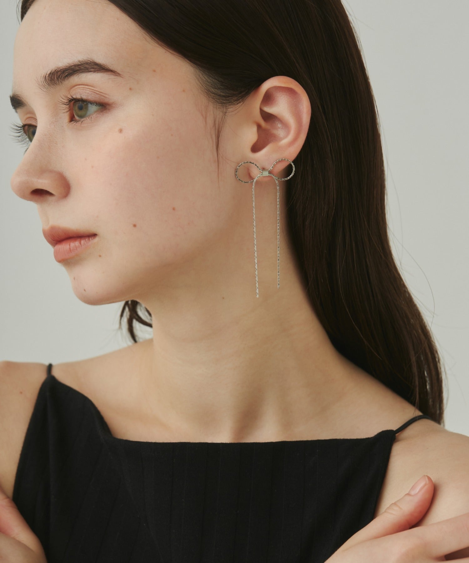 ciite' シーテ ピアス（両耳用） 【 金属アレルギー対応 】 チェーンリボンピアス サージカルステンレス (両耳用)