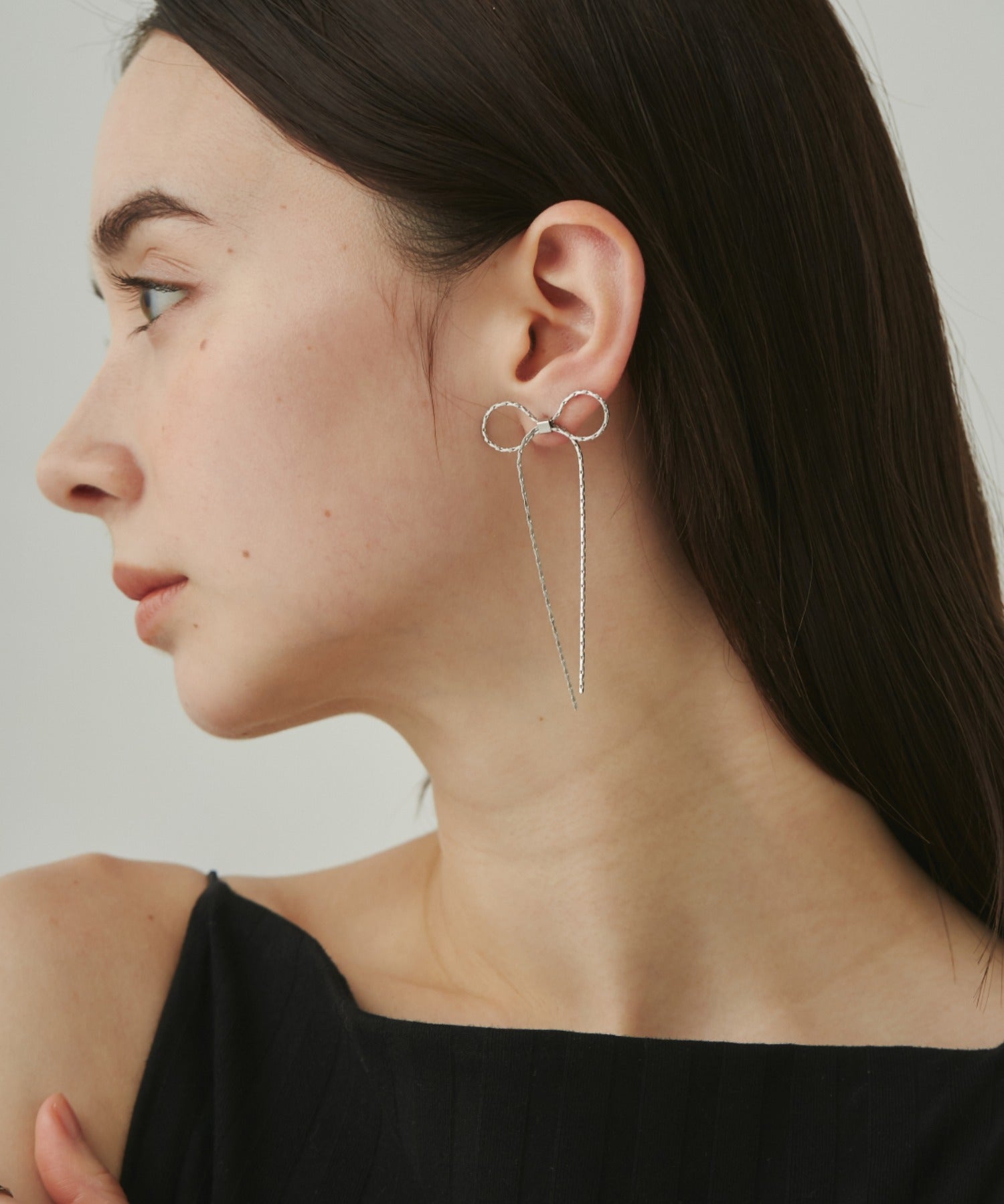 ciite' シーテ ピアス（両耳用） 【 金属アレルギー対応 】 チェーンリボンピアス サージカルステンレス (両耳用)