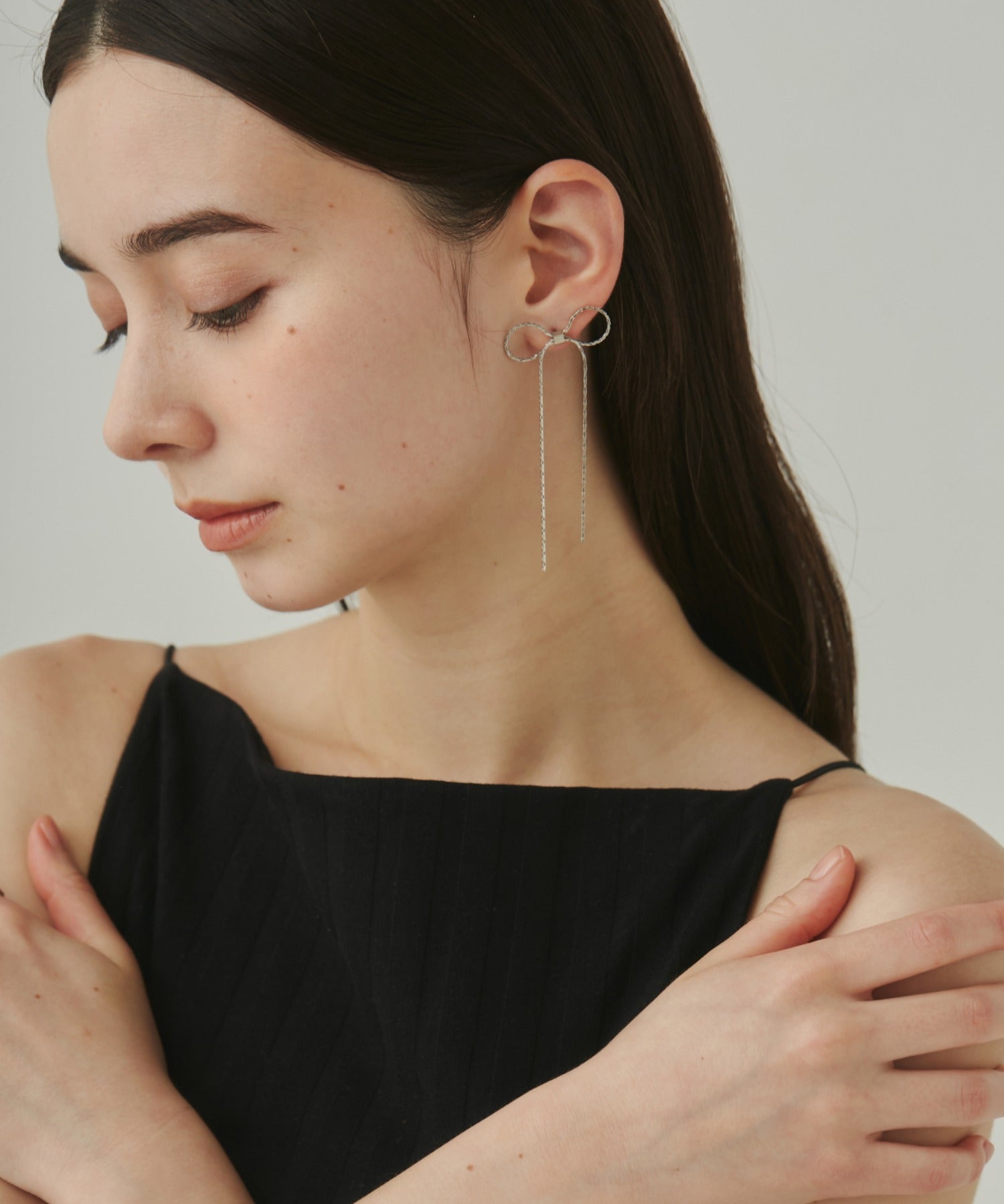 ciite' シーテ ピアス（両耳用） 【 金属アレルギー対応 】 チェーンリボンピアス サージカルステンレス (両耳用)