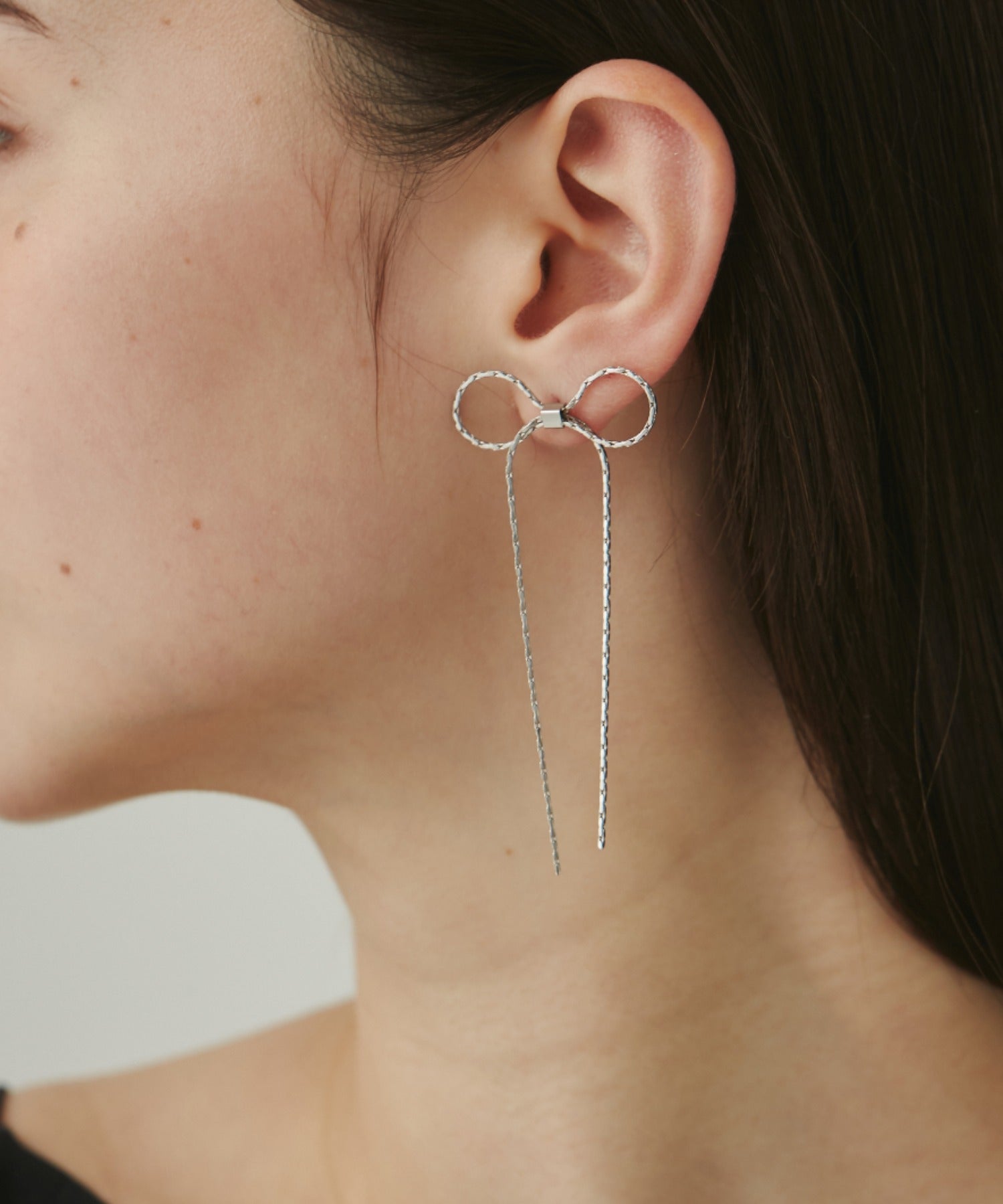 ciite' シーテ ピアス（両耳用） 【 金属アレルギー対応 】 チェーンリボンピアス サージカルステンレス (両耳用)