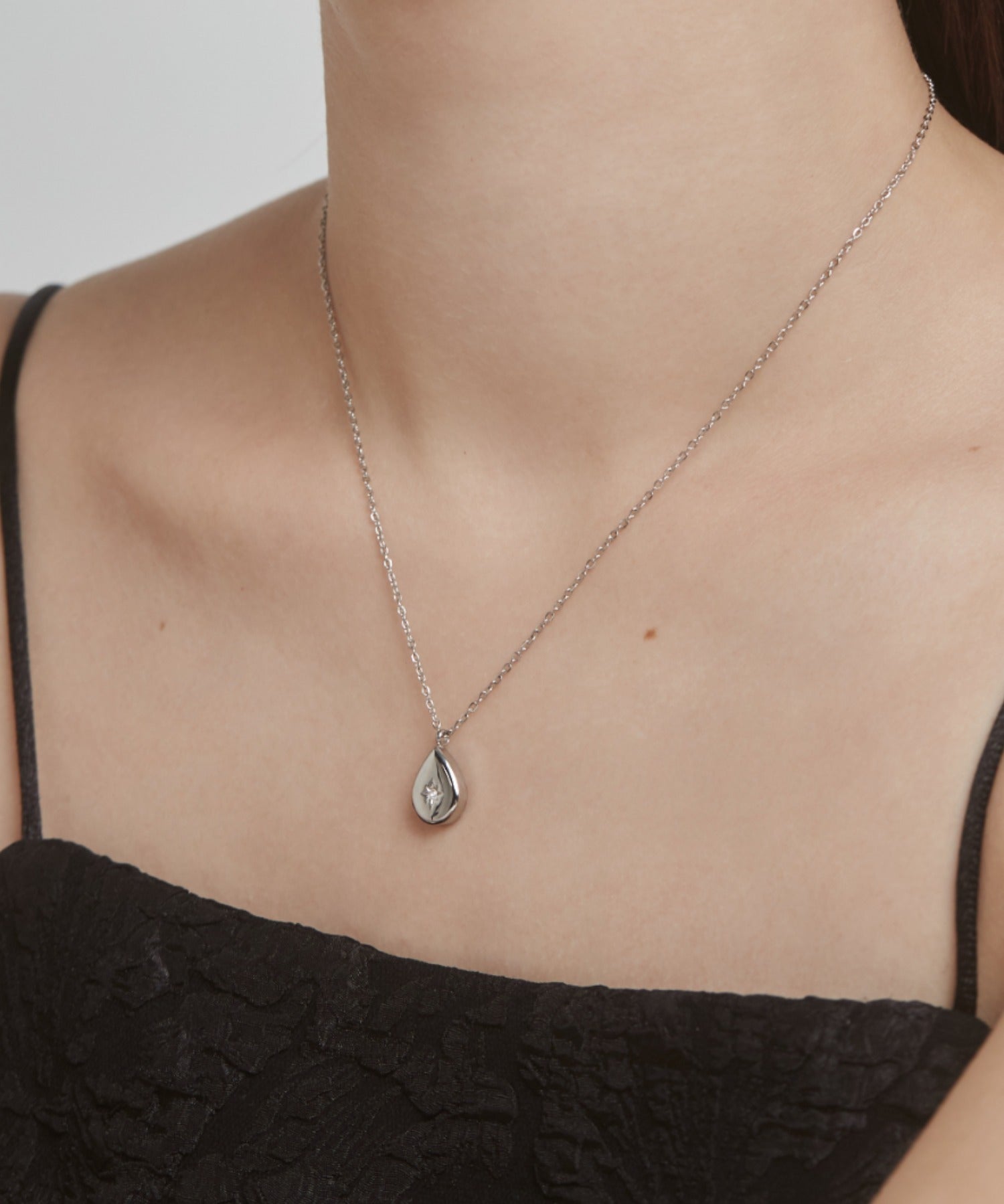 ciite' シーテ ネックレス 【 金属アレルギー対応 】 シズクビジューネックレス サージカルステンレス シルバー FREE