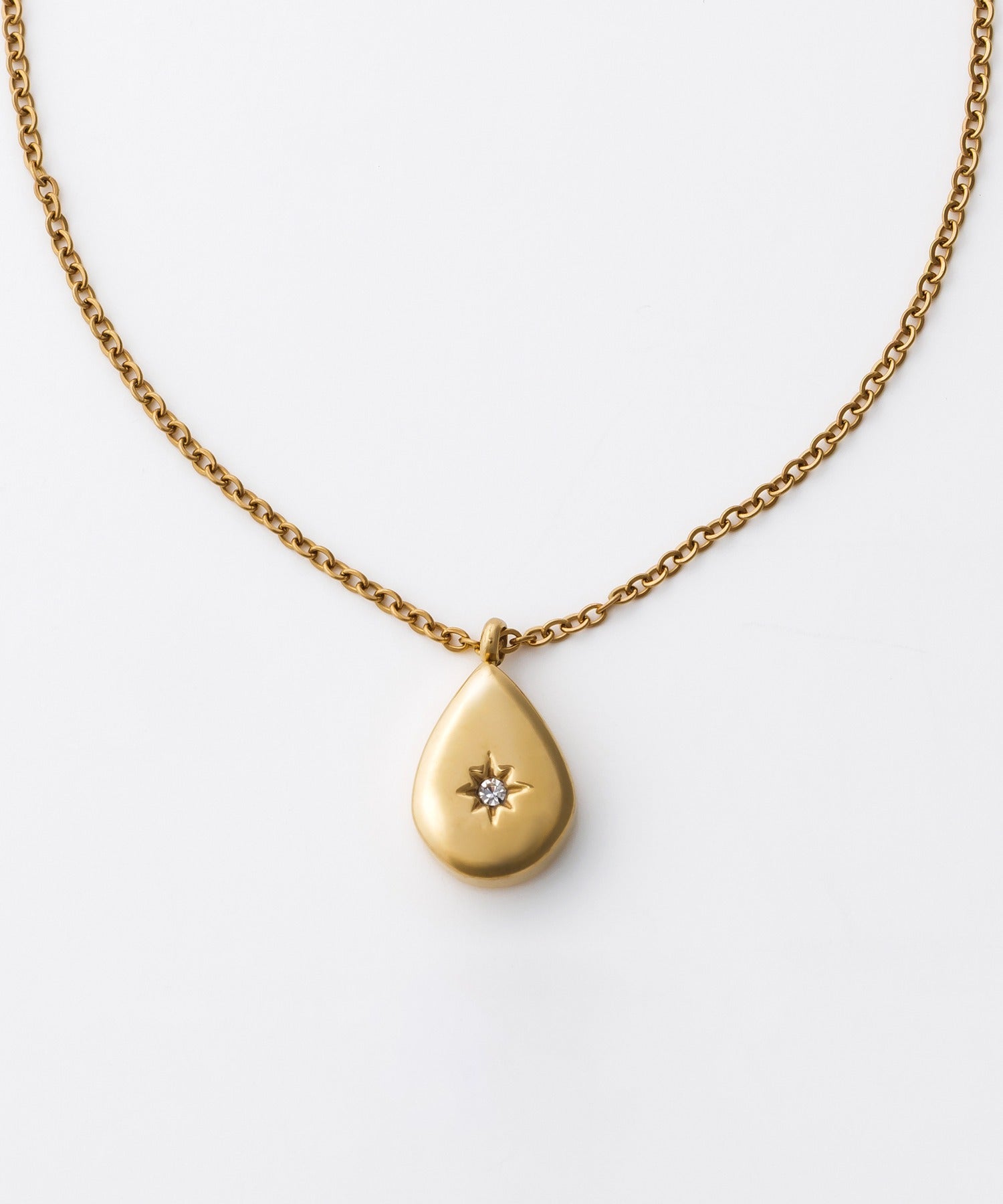 ciite' シーテ ネックレス 【 金属アレルギー対応 】 シズクビジューネックレス サージカルステンレス ゴールド FREE