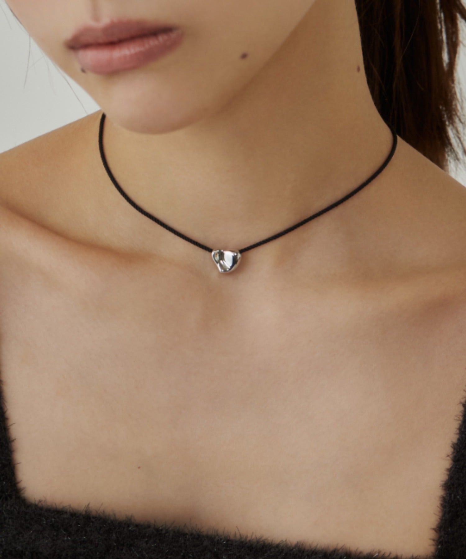 ciite' シーテ チョーカー 変形ハートメタルコードチョーカー シルバー FREE