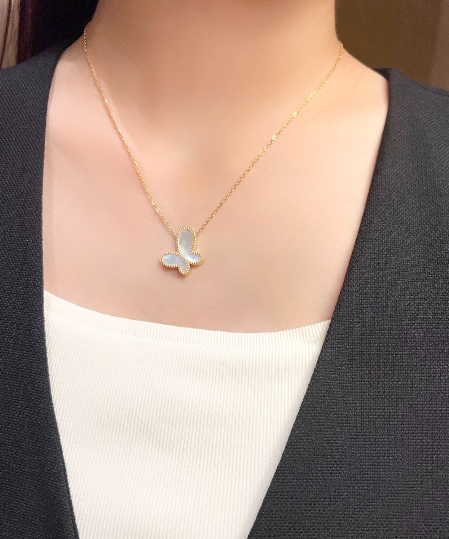 ciite' シーテ ネックレス 【 金属アレルギー対応 】 shell butterfly necklace サージカルステンレス 316L