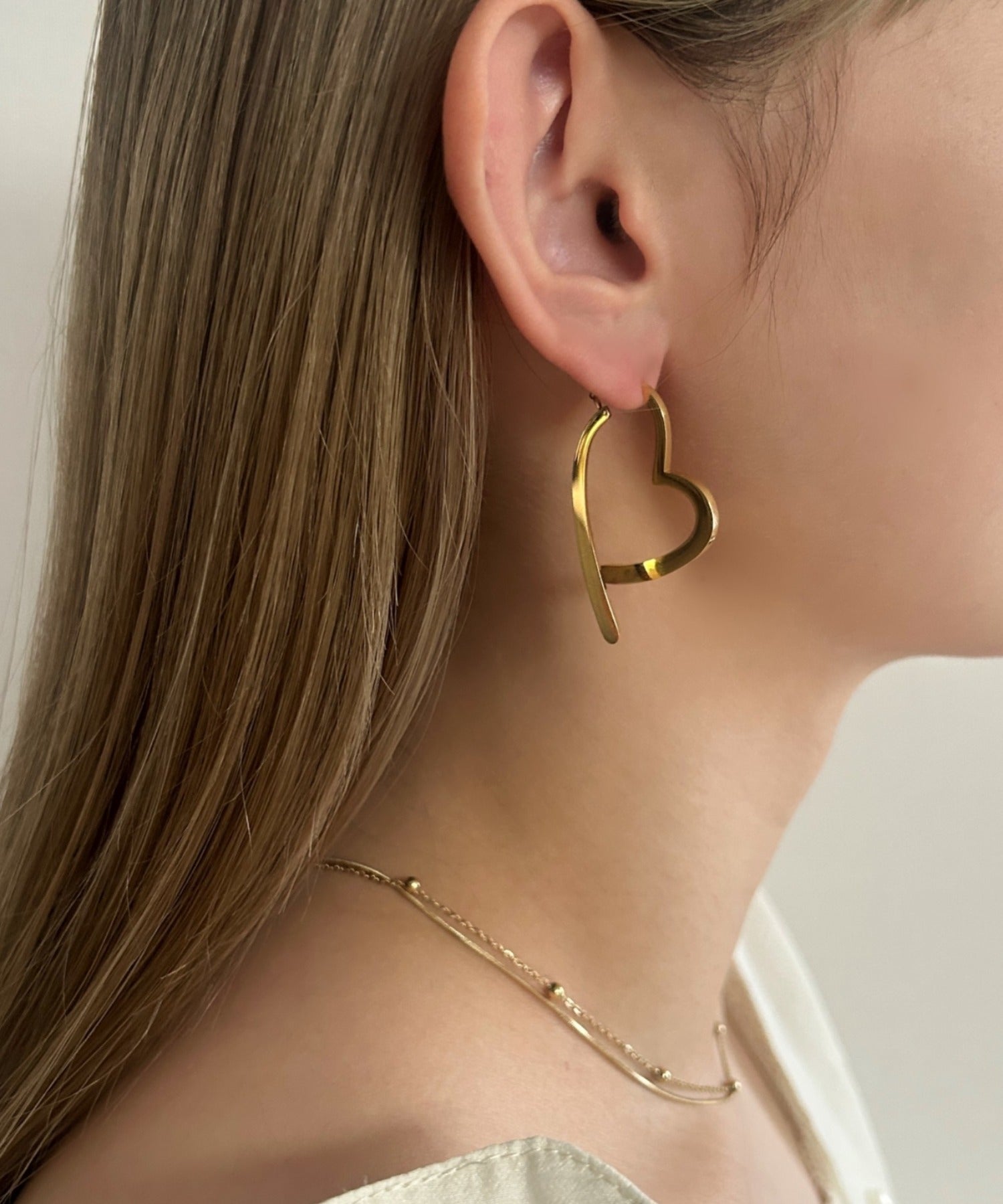 ciite' シーテ ピアス（両耳用） 【 金属アレルギー対応 】 スリングハート リンクピアス サージカルステンレス