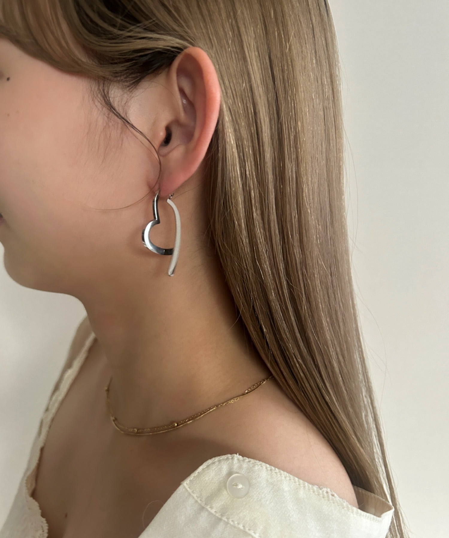 ciite' シーテ ピアス（両耳用） 【 金属アレルギー対応 】 スリングハート リンクピアス サージカルステンレス