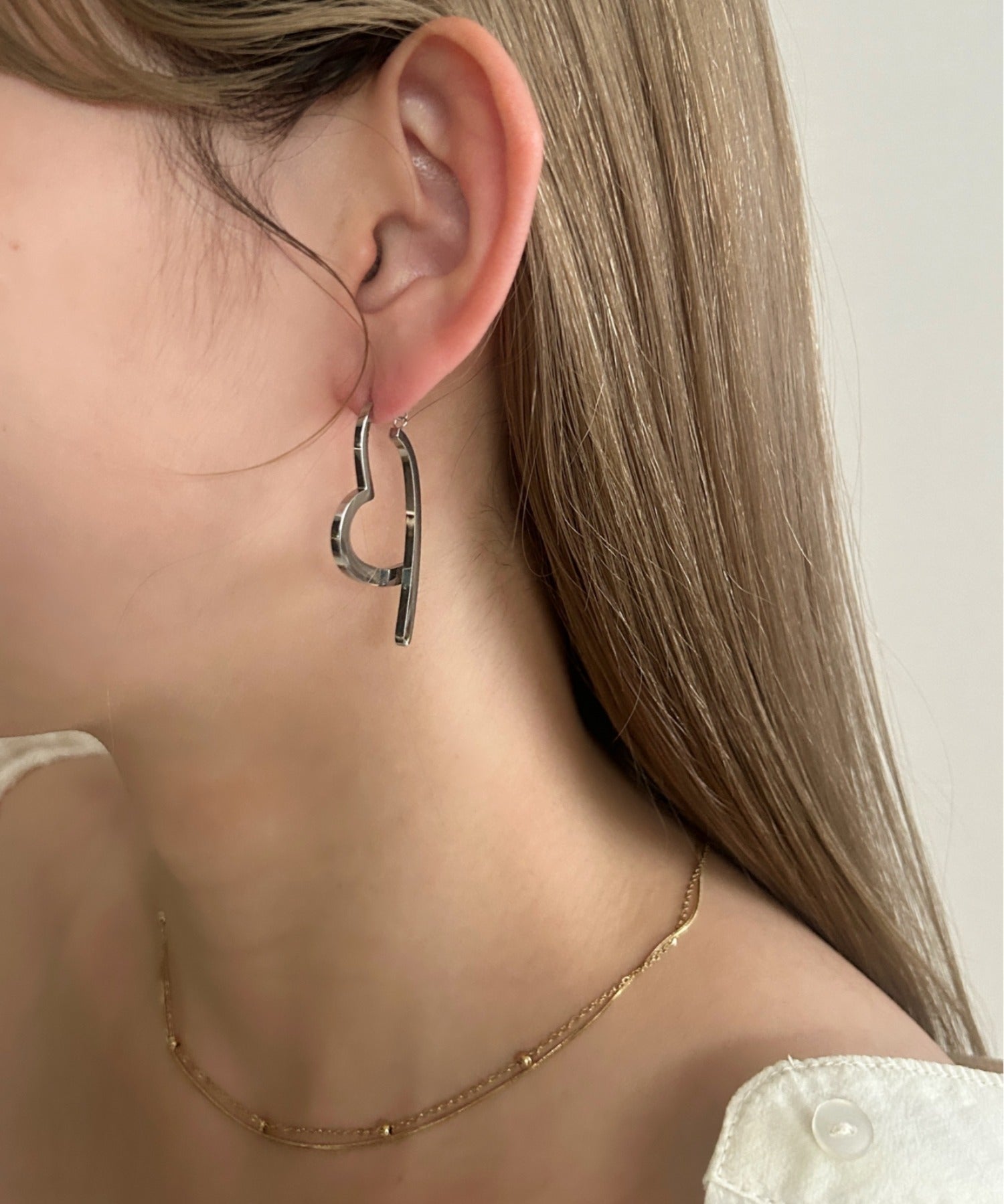 ciite' シーテ ピアス（両耳用） 【 金属アレルギー対応 】 スリングハート リンクピアス サージカルステンレス