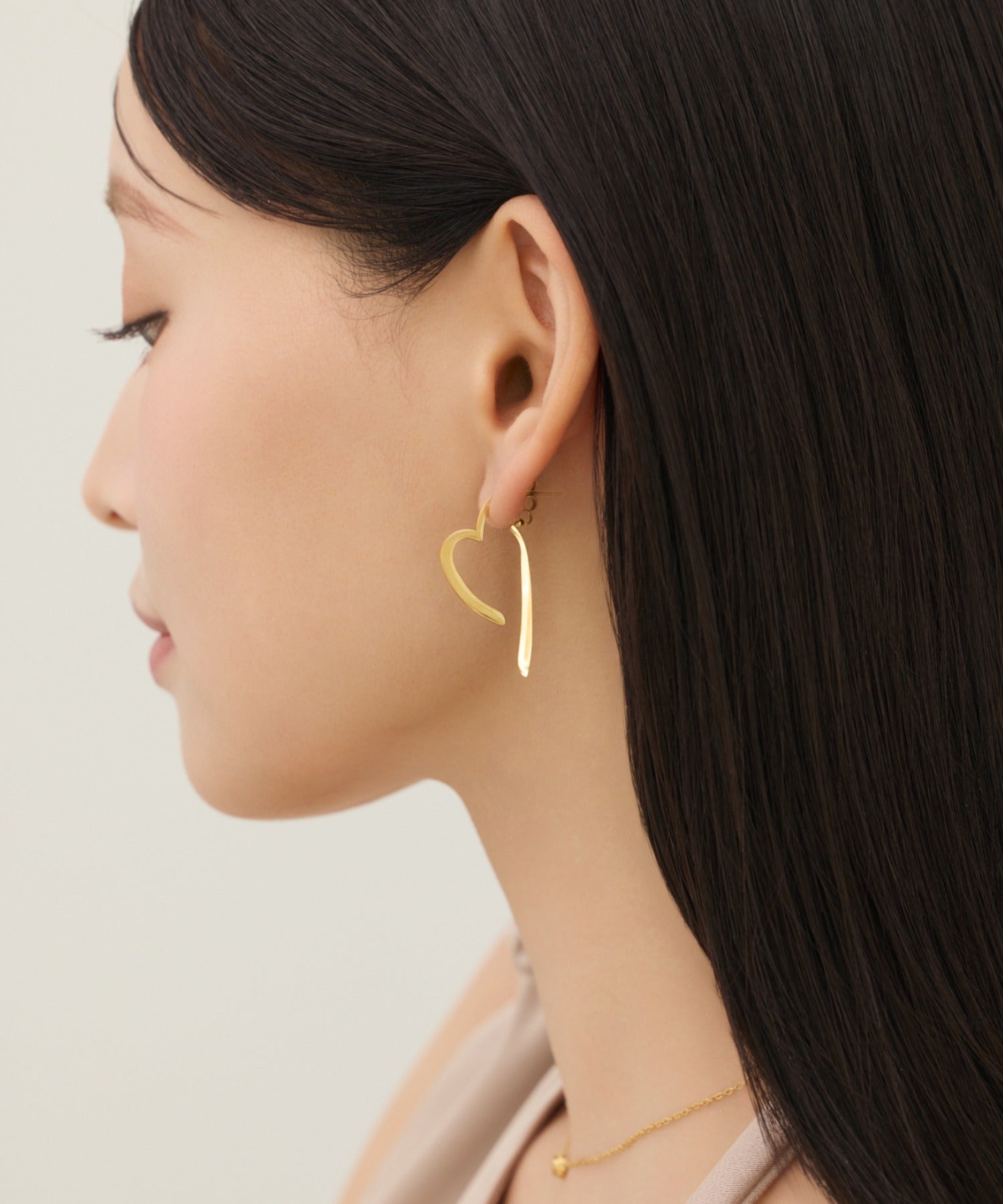 ciite' シーテ ピアス（両耳用） 【 金属アレルギー対応 】 スリングハート リンクピアス サージカルステンレス