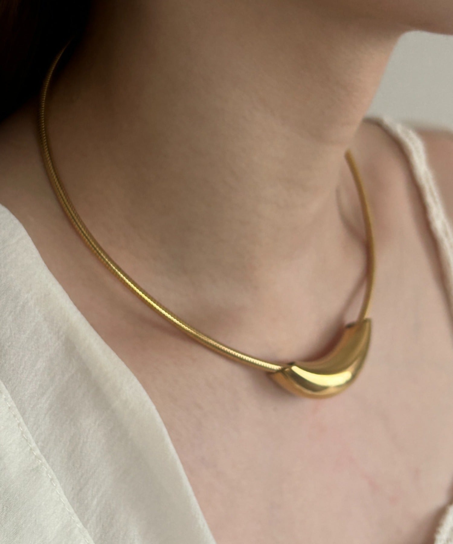 ciite' シーテ チョーカー 【 金属アレルギー対応 】 クレセント ムーンチョーカー サージカルステンレス