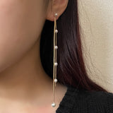 ciite' シーテ ピアス（両耳用） パール & ロングチェーン ドロップピアス (両耳用)