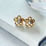 ciite' シーテ ピアス（両耳用） 【 金属アレルギー対応 】ミニフラワービジューピアス サージカルステンレス（両耳用） ゴールド FREE