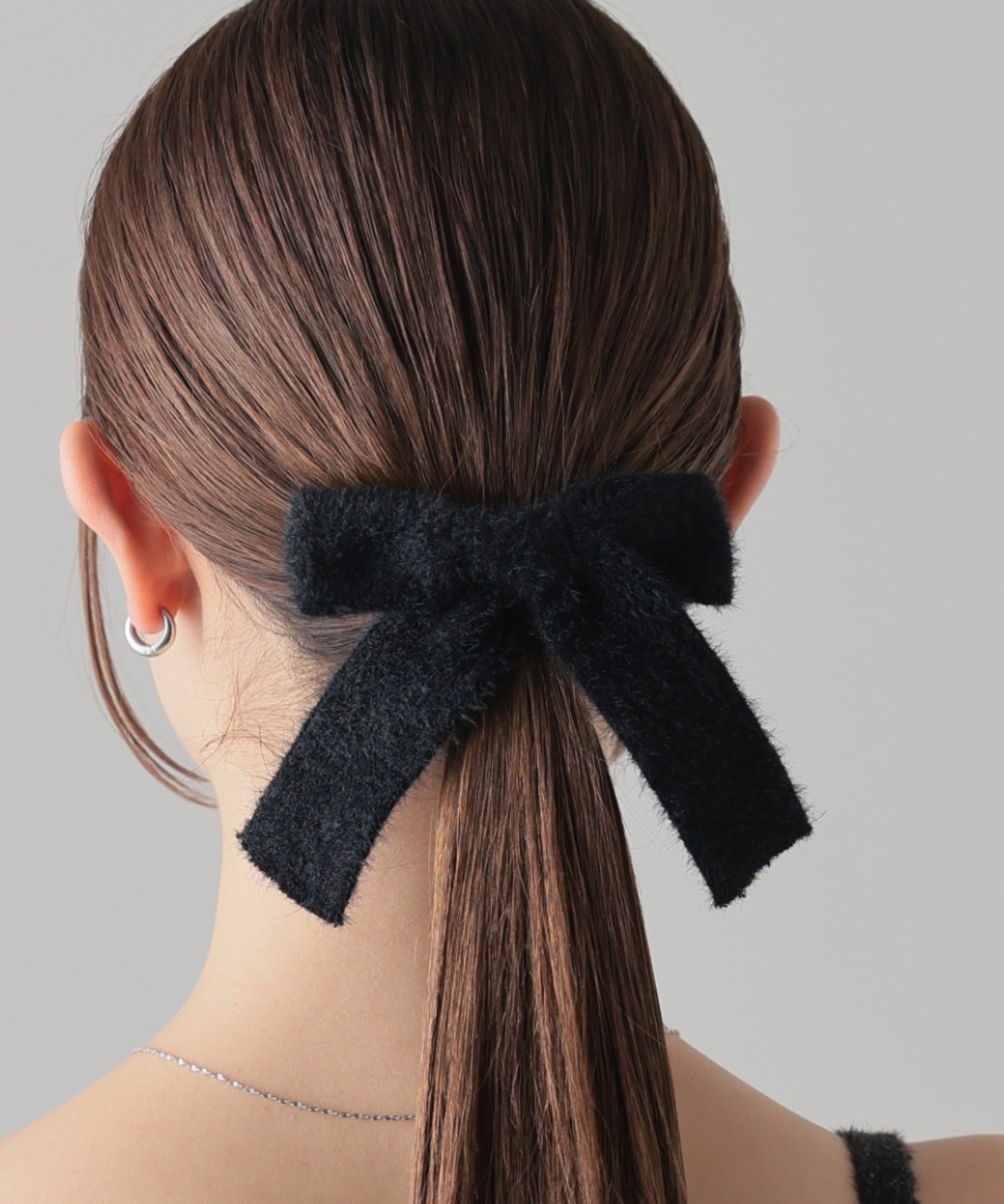 ciite' シーテ バレッタ/ヘアクリップ ファーライク リボン バレッタ ブラック FREE